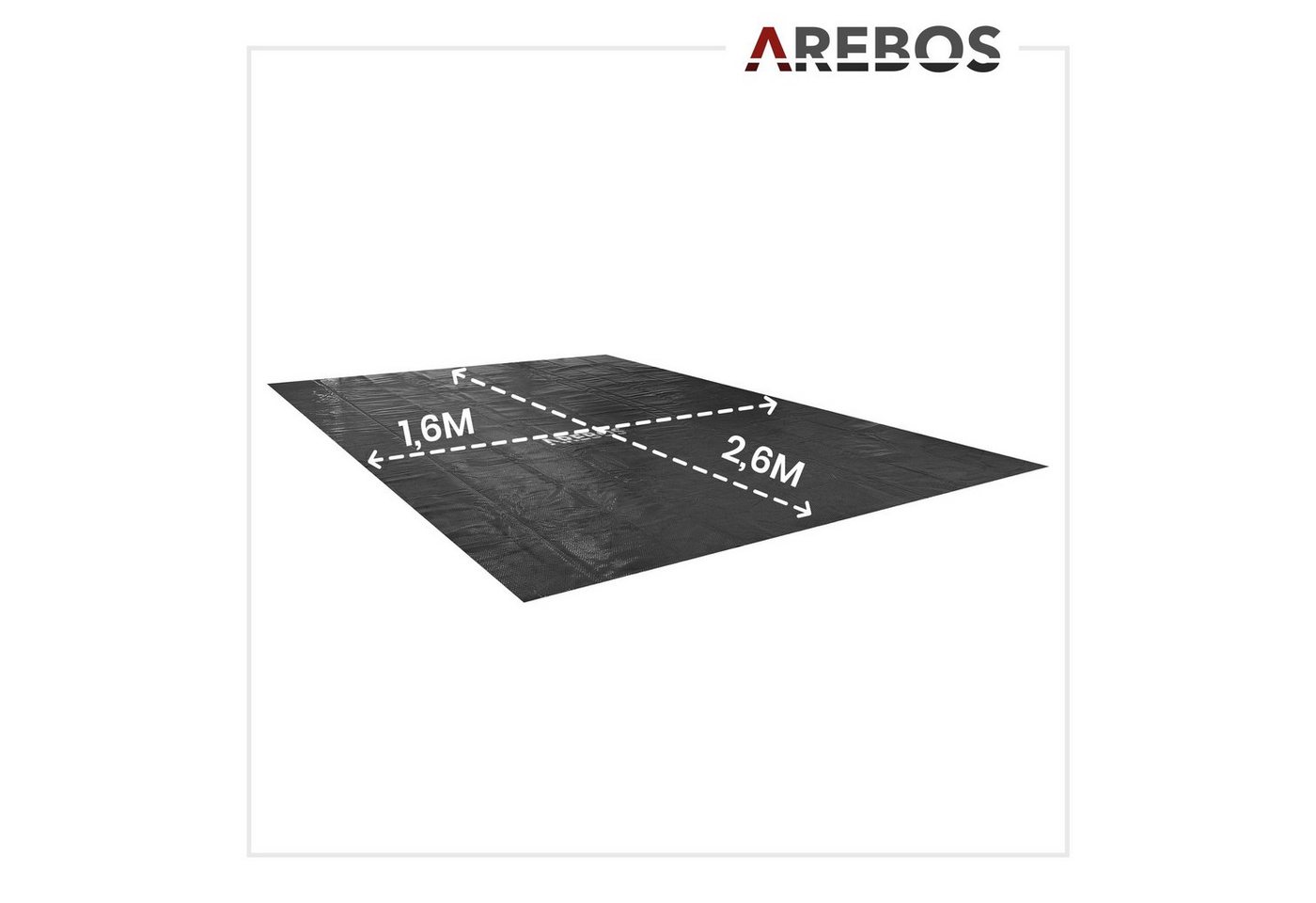 Arebos Solarabdeckplane Solarplane 120 µm Pool-Abdeckplane mit Wärmefolie (Stück, schwarz), 120mic