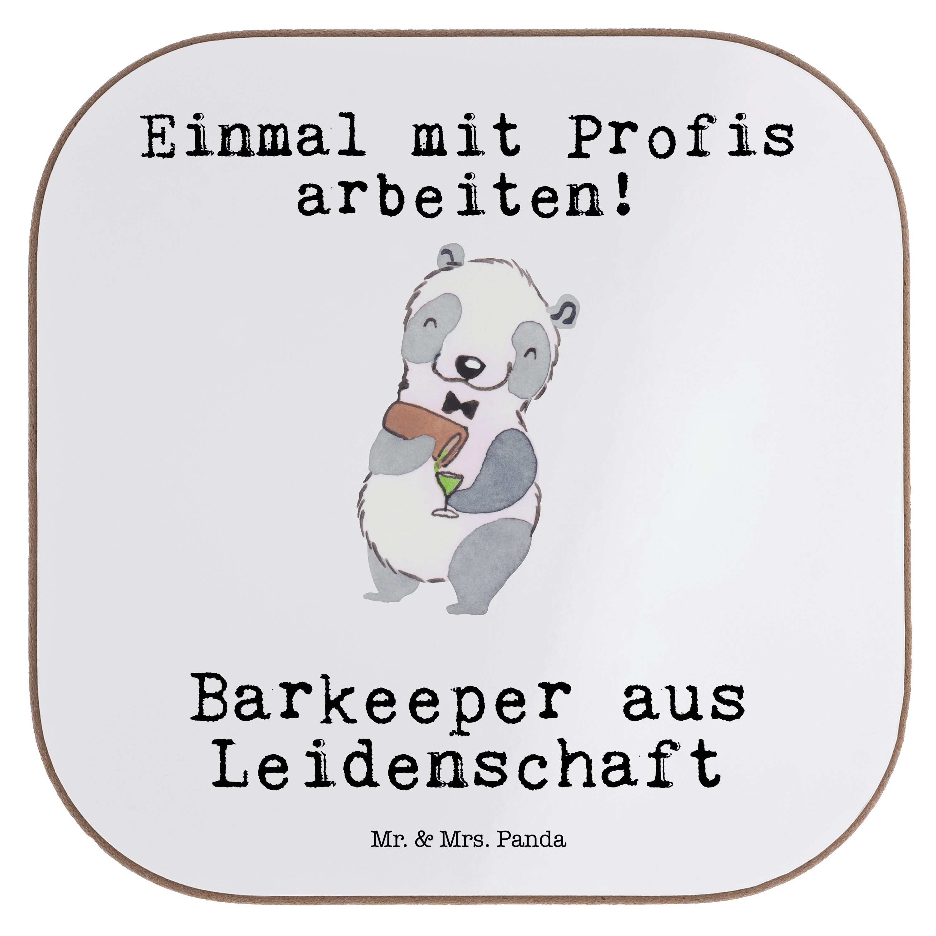 Mr. & Mrs. Geschenk, - Getränkeuntersetzer - Panda Leidenschaft Barbesitzer, Weiß 1-tlg. Bierdeckel, Barkeeper aus