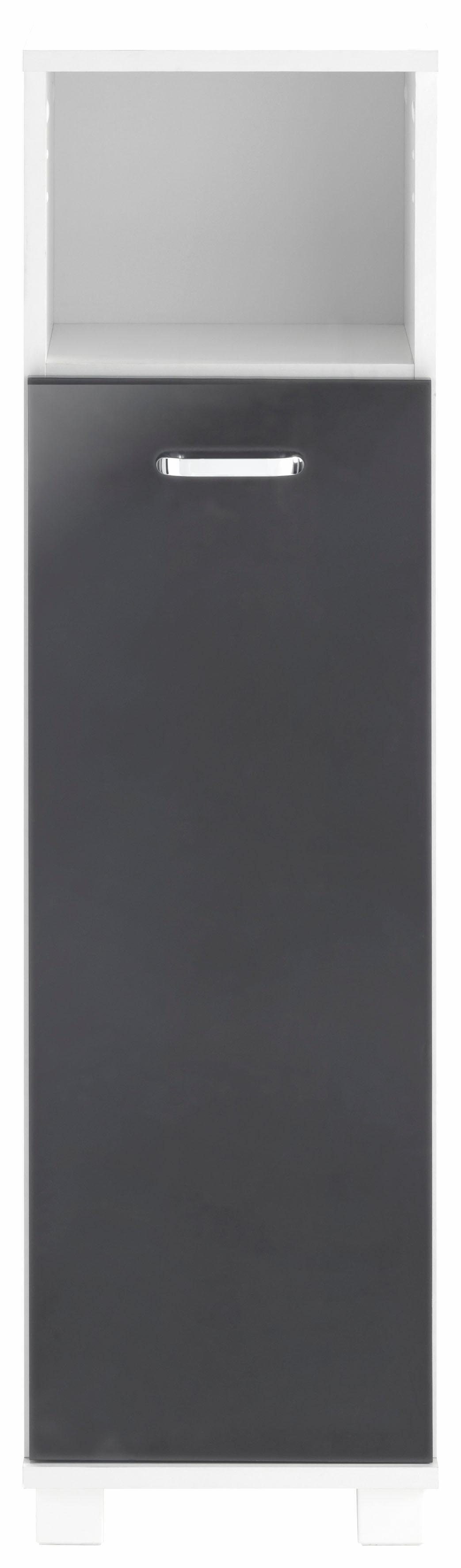 perl Schildmeyer 110,5 weiß cm, Ablageböden Glanz Höhe Midischrank Colli matt/anthrazit Badezimmerschrank mit Metallgriff,