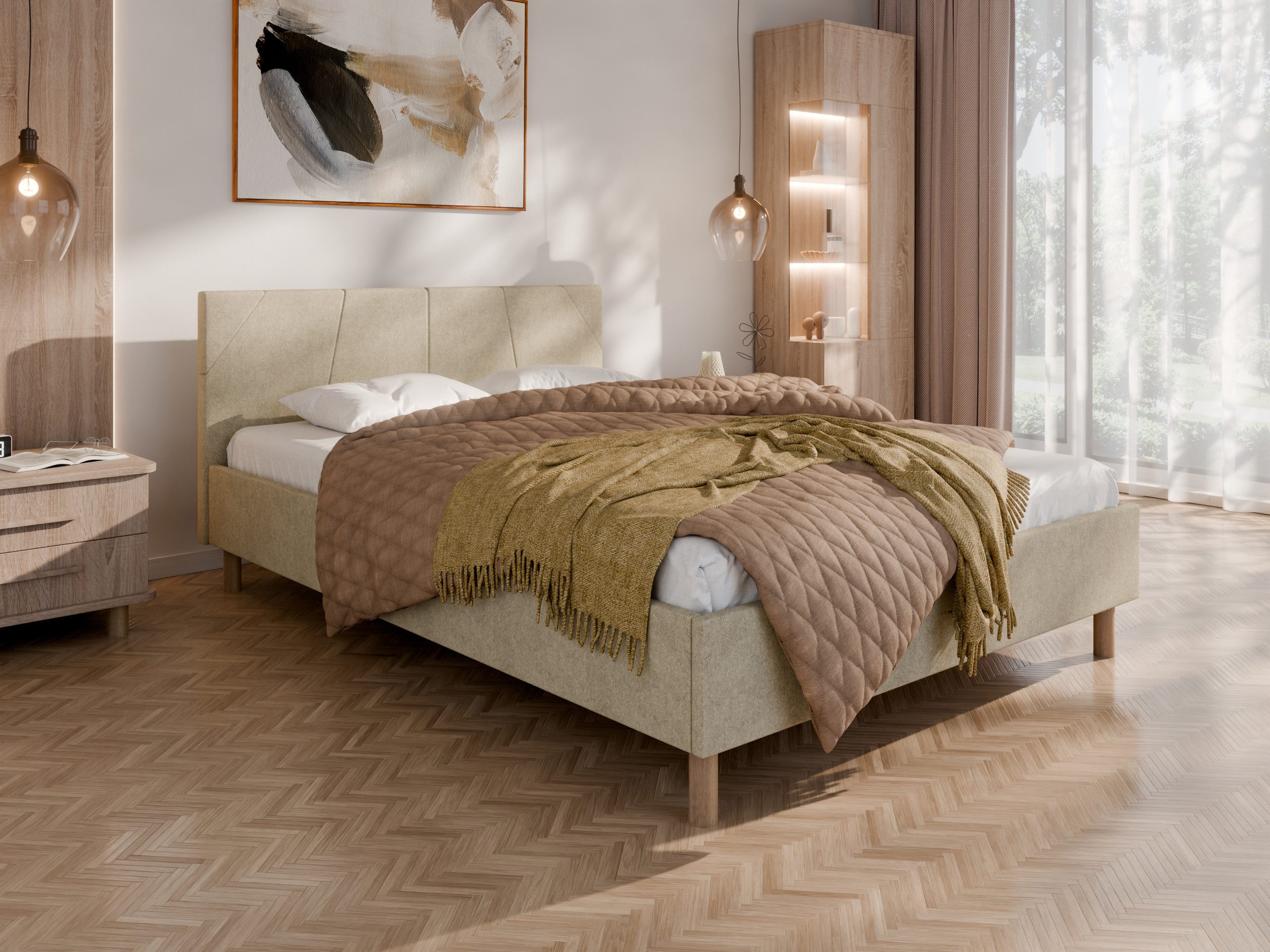 PANDA MÖBEL GmbH Polsterbett ALMORE Elegantes Polsterbett für modernen Wohnstil