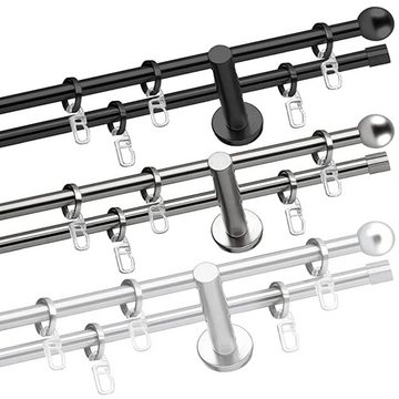 Gardinenstange Bozen, SN DECO GROUP, Ø 16 mm, 2-läufig, fixmaß, Verschraubt, Stahl, Komplettset mit Ringen