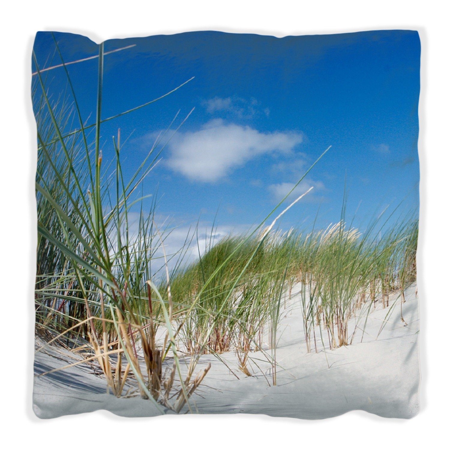 Wallario Dekokissen Düne am Strand unter blauem Himmel, handgenäht