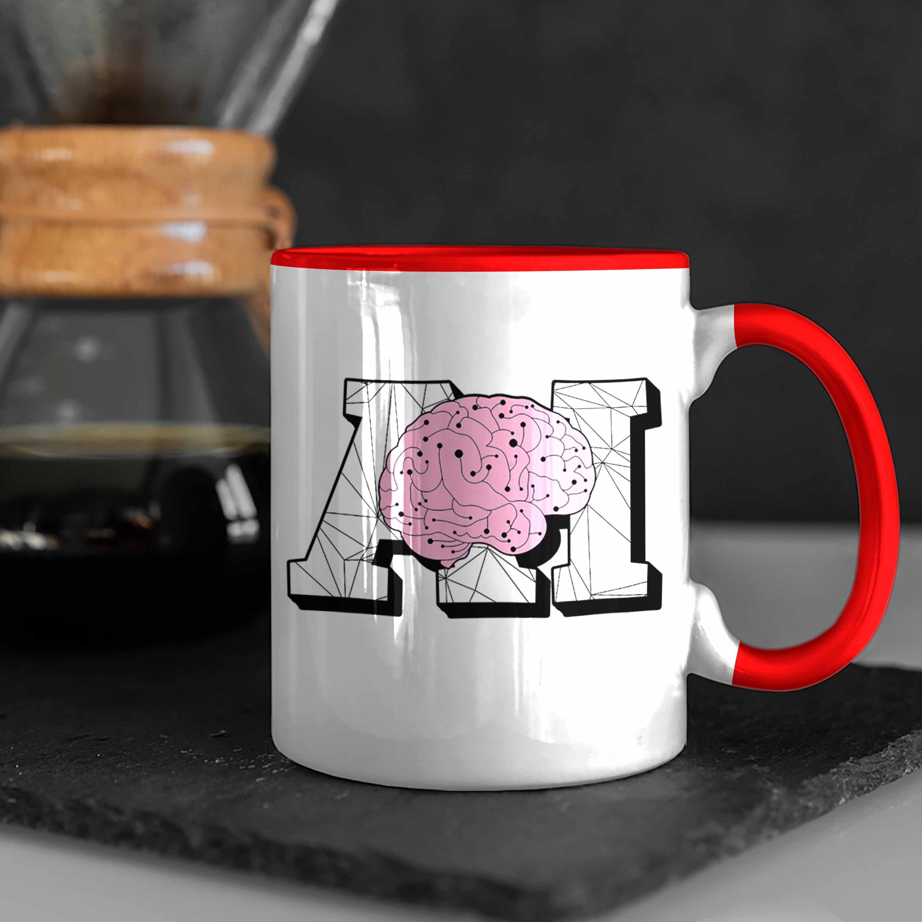 AI Rot Tasse Künstliche Trendation für Intelligenz Tech-Fans Tasse Lustige