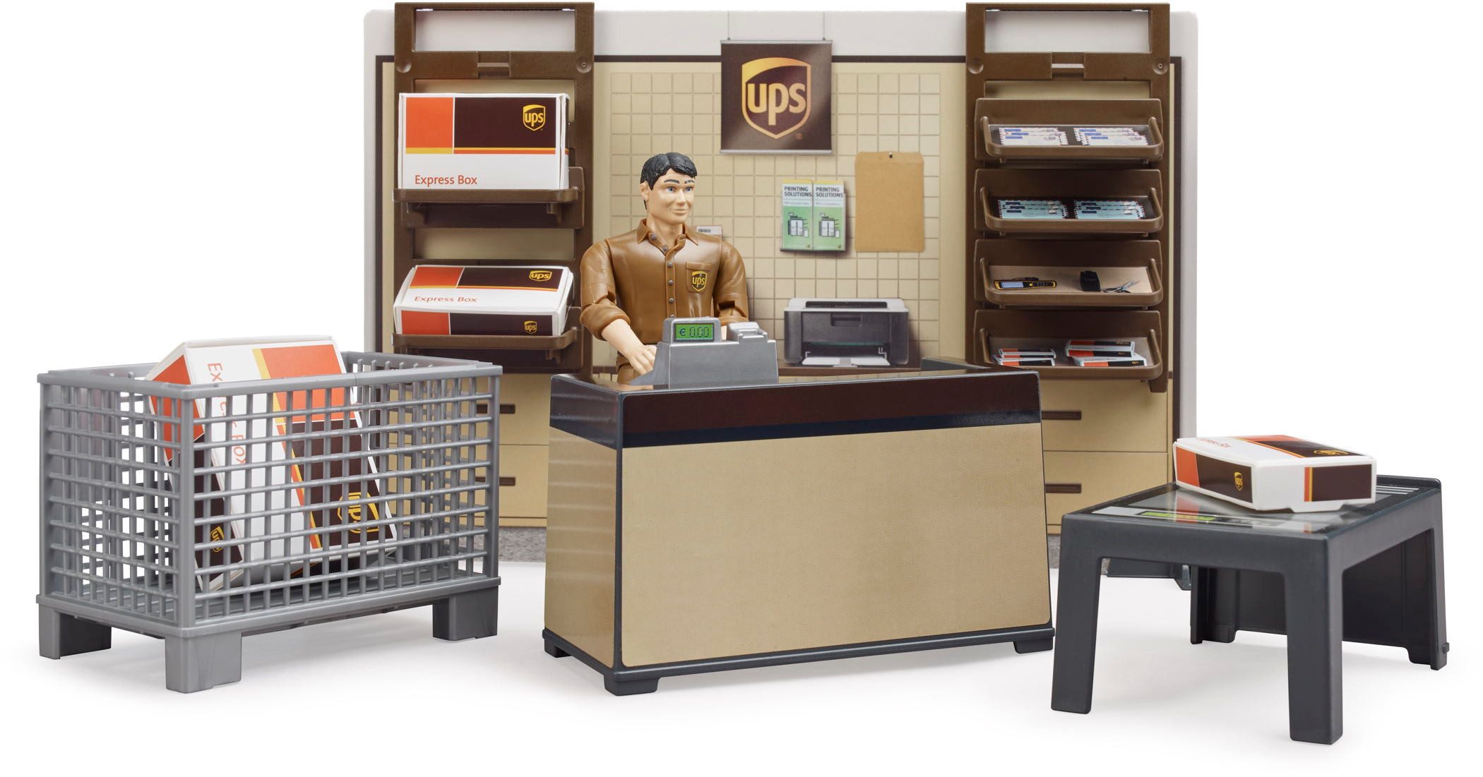 Bruder® Spielfigur Spielfiguren Set Nutzfahrzeuge bworld UPS Paketshop mit günstig online kaufen