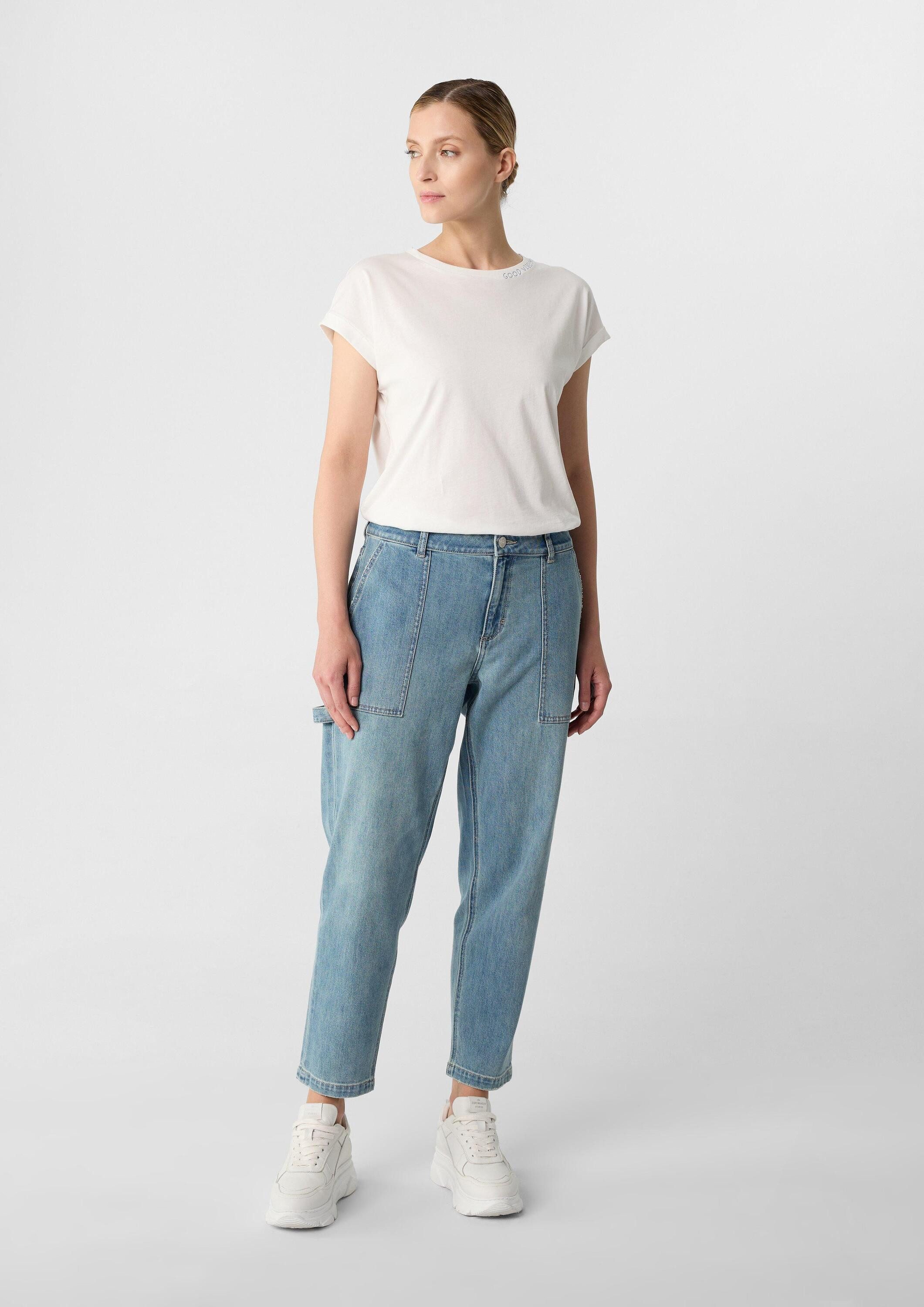 comma Weite Jeans Jeans-Hose Lässige Loose-Fit-Jeans mit aufgesetzten Tasch günstig online kaufen