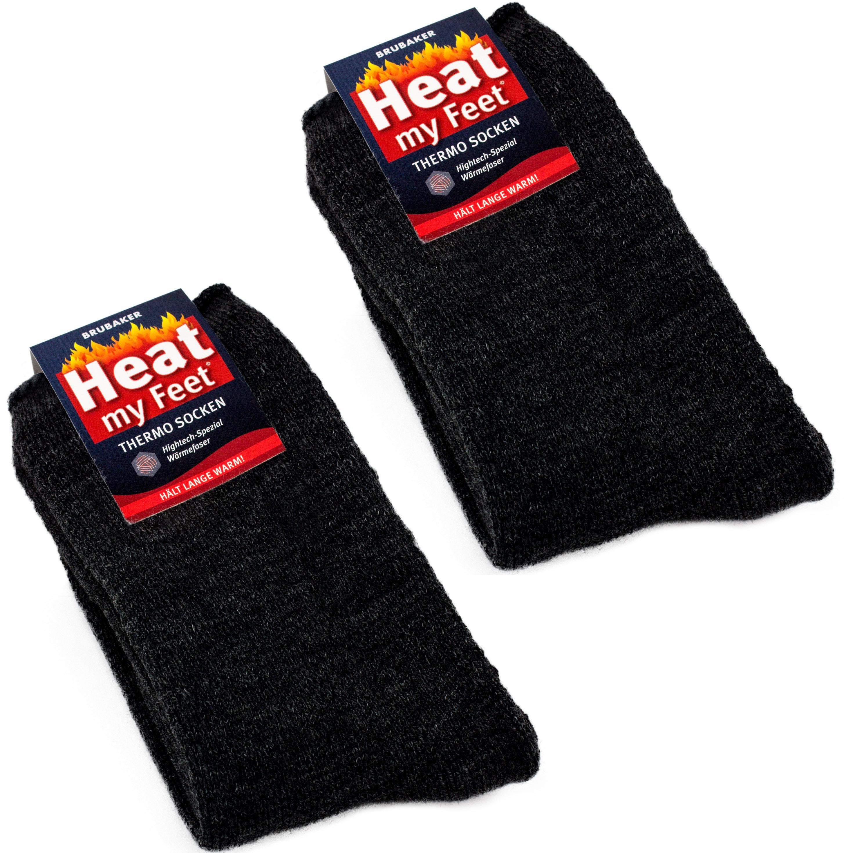 BRUBAKER Thermosocken extra warme Kuschelsocken (Set, 2-Paar, Heat my Feet) Wintersocken für Damen und Herren