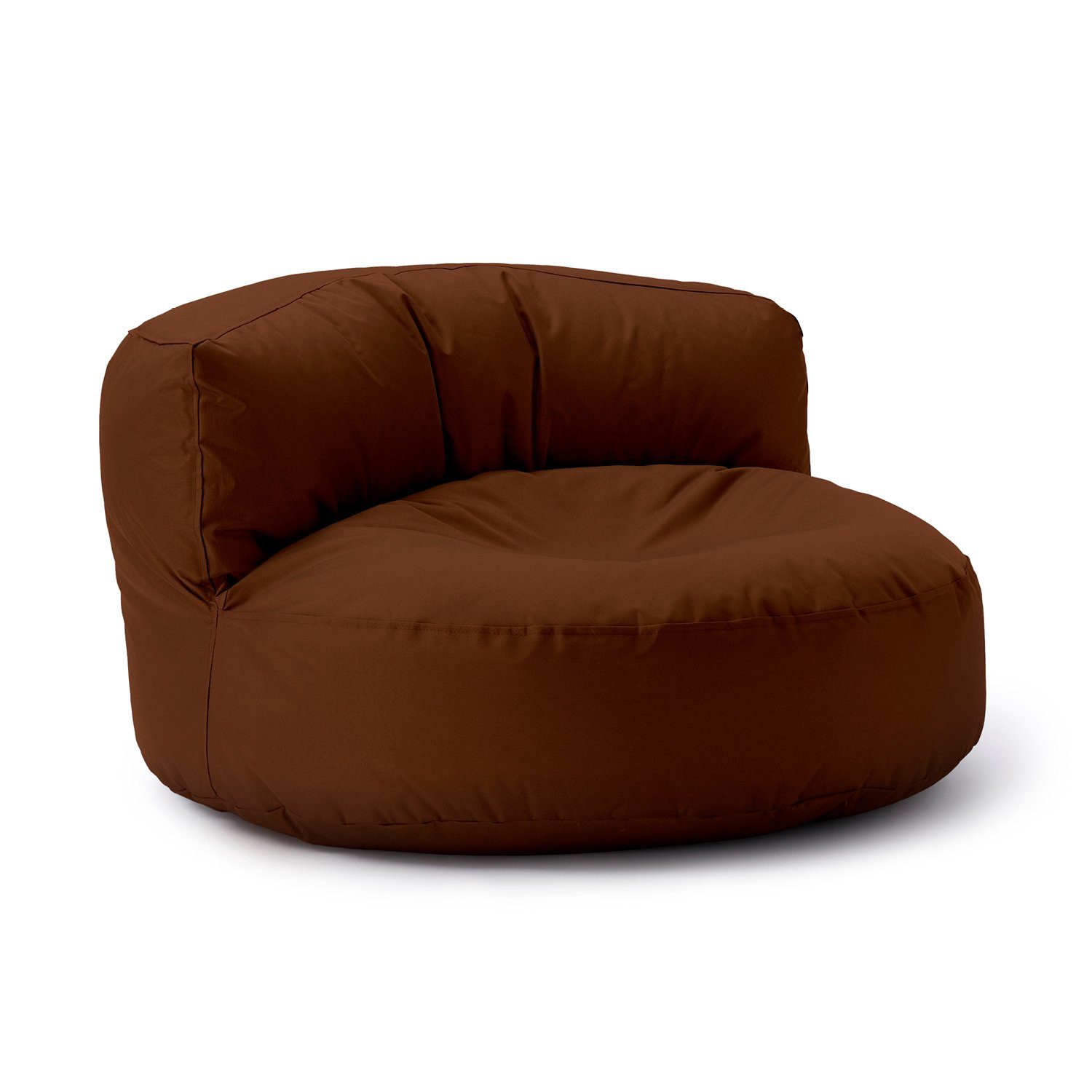 Lounge, Round Sitzkissen Lumaland Rückenlehne braun Bag In-& Outdoor Sitzsack Couch Bean inkl. Sofa 90x90x50cm