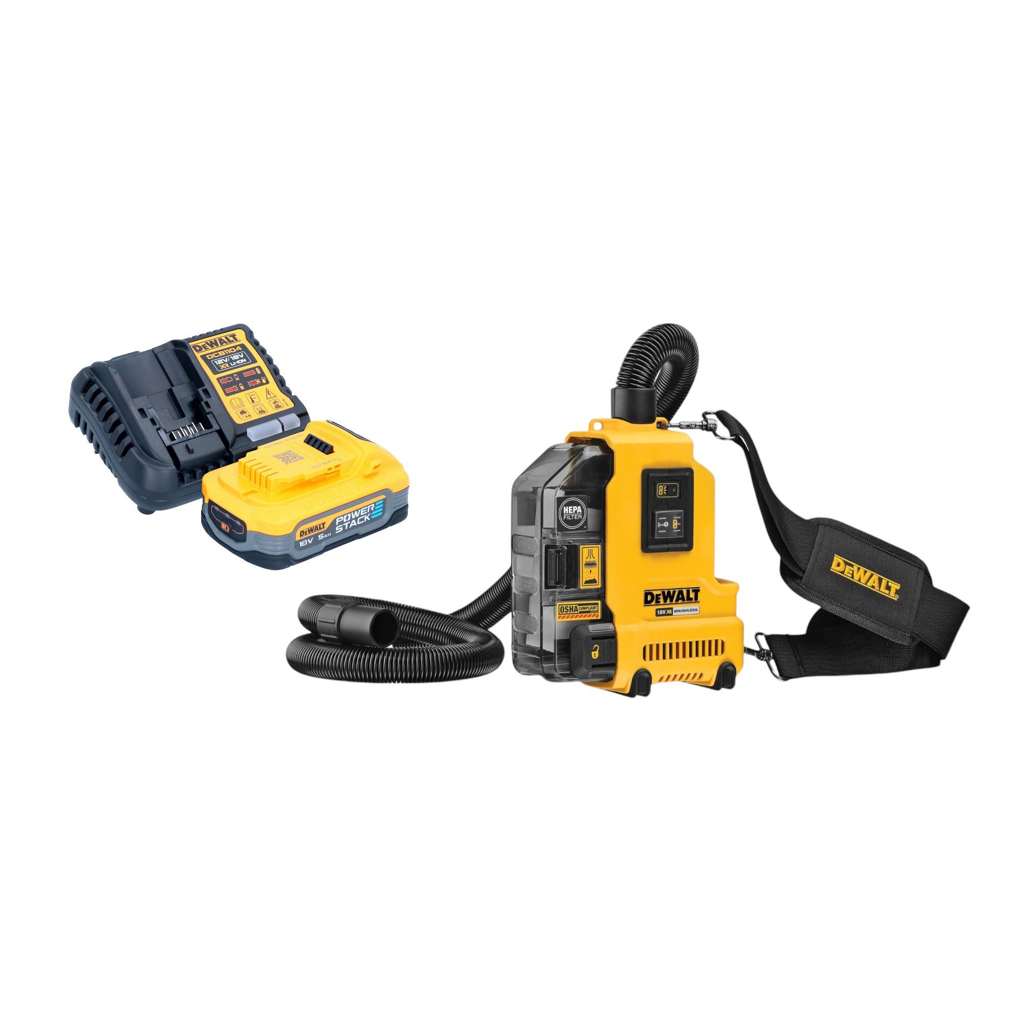 DeWalt Akku-Handstaubsauger DWH 161 H1 18 V 0,21 l Brushless + 1x Powerstack Akku 5,0 Ah + Lader