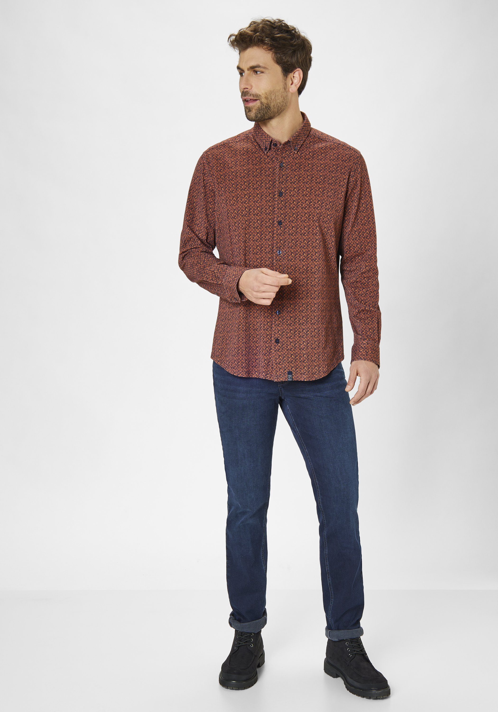 Paddock's Langarmhemd mit trendigem digital Print