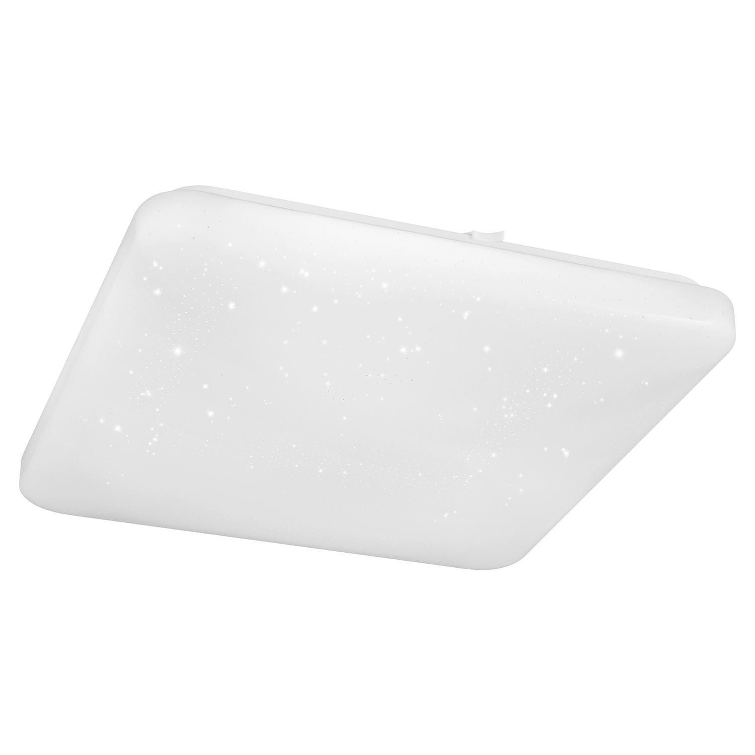 EGLO LED Deckenleuchte POGLIOLA, 43 x 43 cm, Weiß, Kunststoff, Stahl, Anpassung der Farbtemperatur, Sternenhimmel, LED fest integriert, Extra-Warmweiß, Neutralweiß, Tageslichtweiß