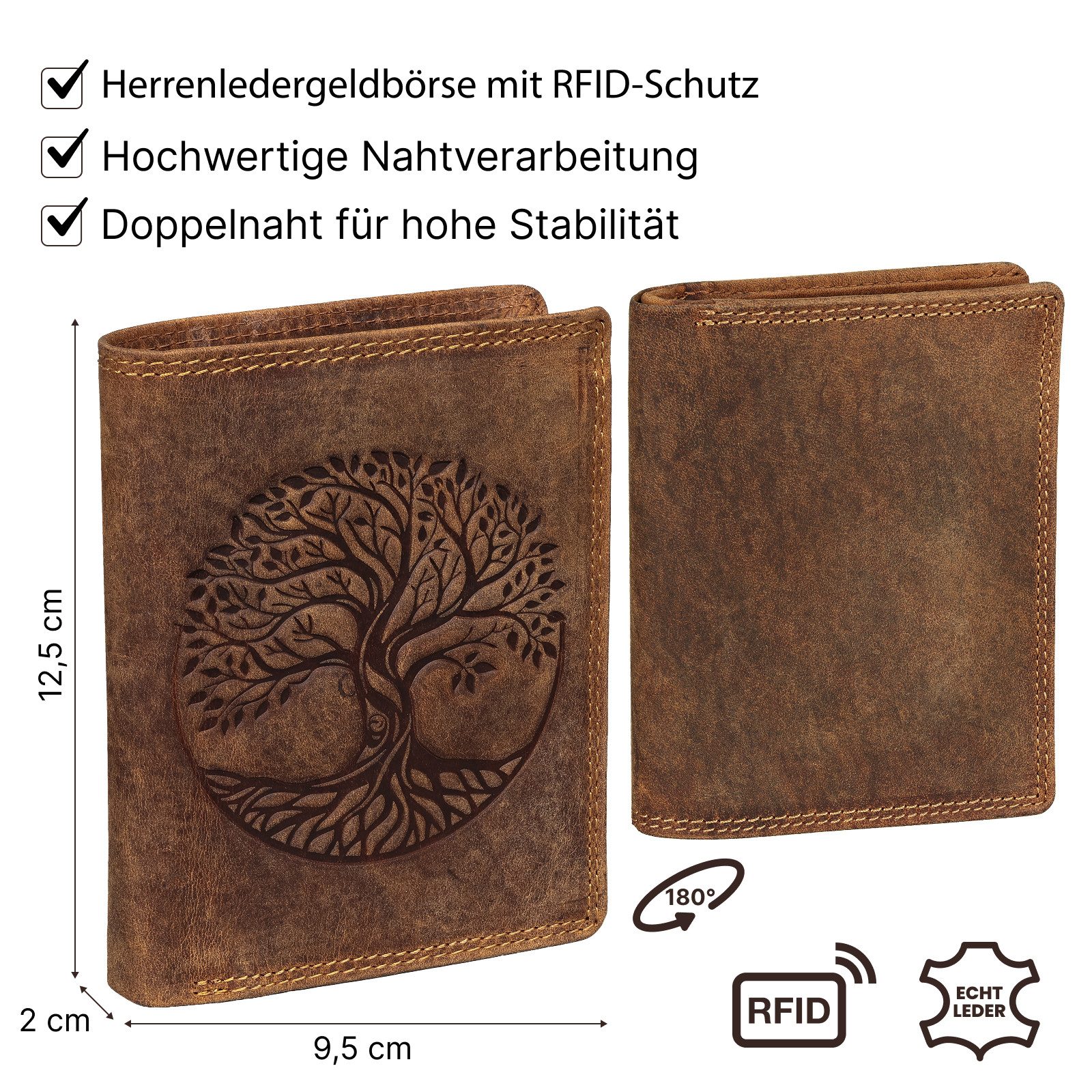 EAAKIE Geldbörse RFID Büffel Echt Leder Geldbörse Portemonnaie Herren mit Motiv, RFID Schutz – Bild 3 von 5