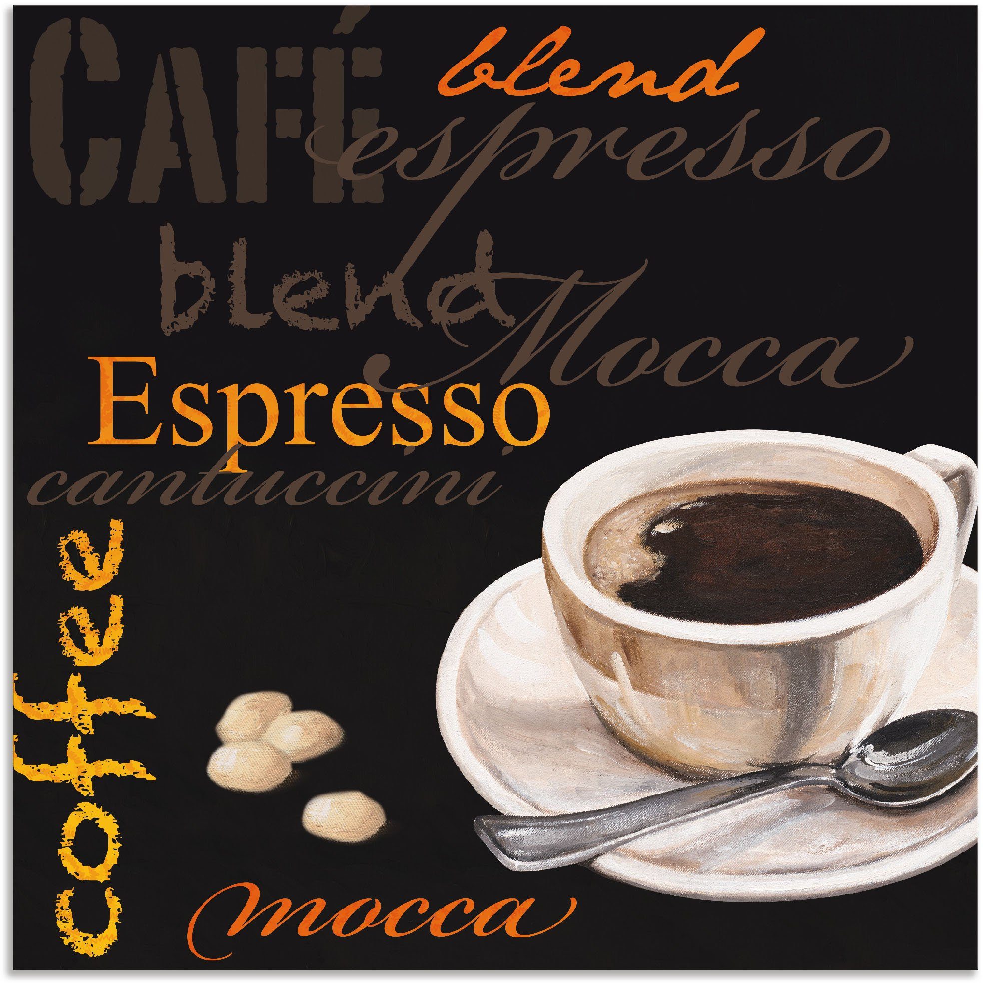 Artland Wandbild (1 Espresso Leinwandbild, Poster St), Wandaufkleber als in Kaffee Bilder versch. Alubild, Größen - Kaffee, oder