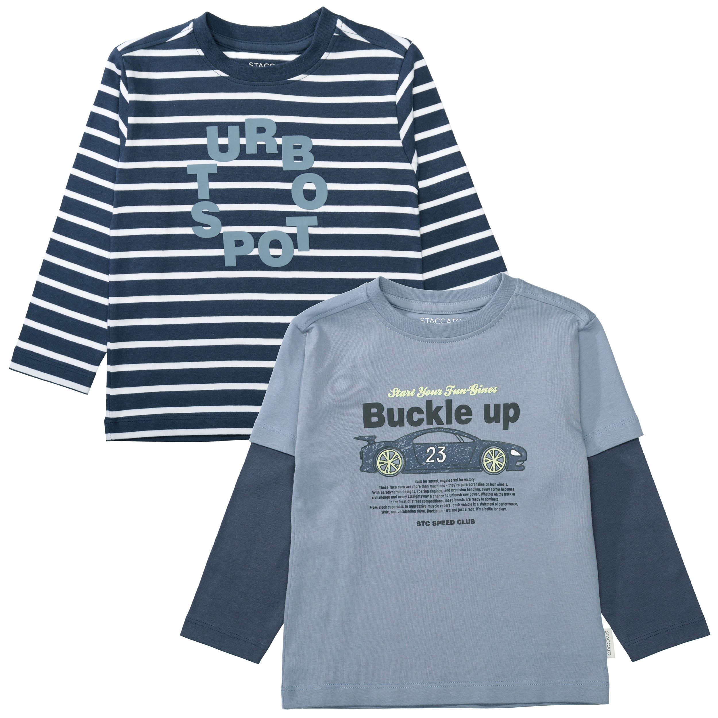 STACCATO Langarmshirt (2-tlg) 2er Pack, geringelt und mit Frontprint, für Boys