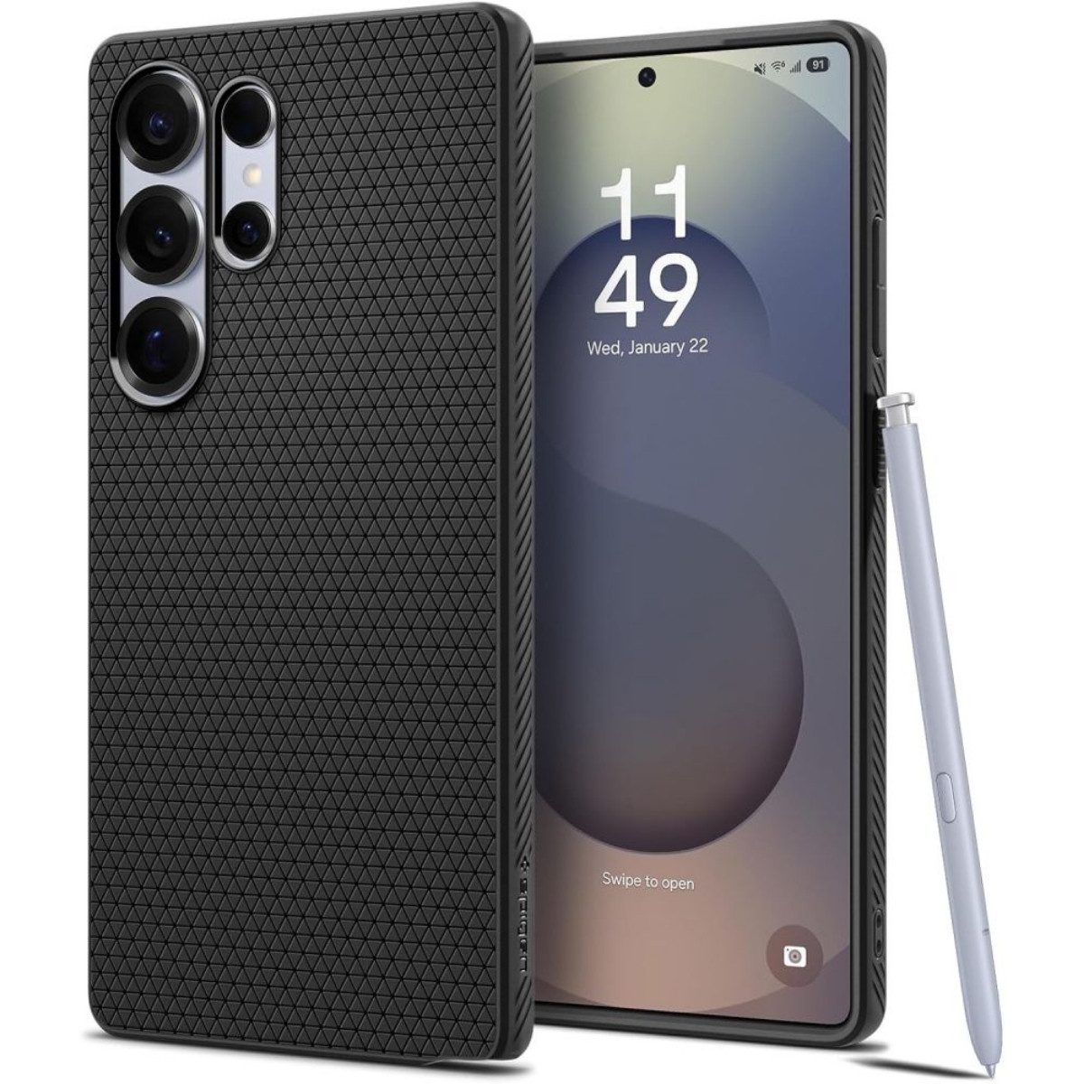 Spigen Handyhülle Liquid Air Schwarz Kompatibel mit Samsung Galaxy S25 Ultra 6,9, Strukturierte Oberfläche für sicheren Halt und schlankes Design