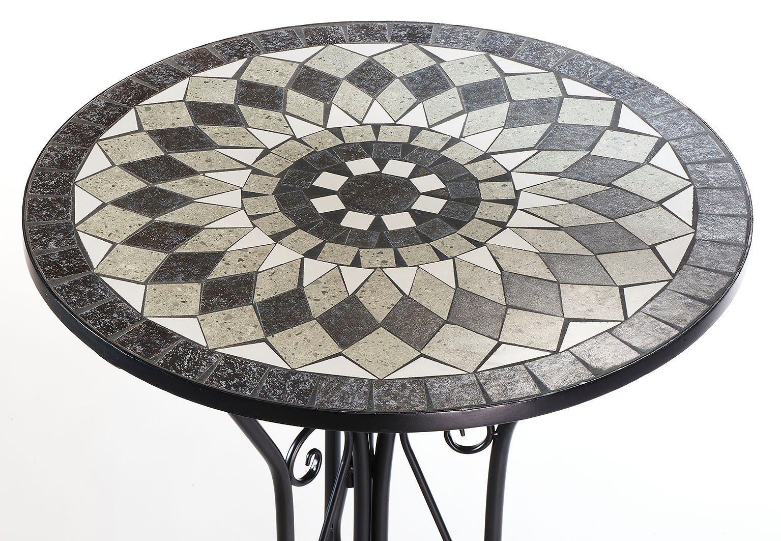 1-St) grau Beistelltisch Kobolo mit Mosaikplatte Gartentisch Set, (kein