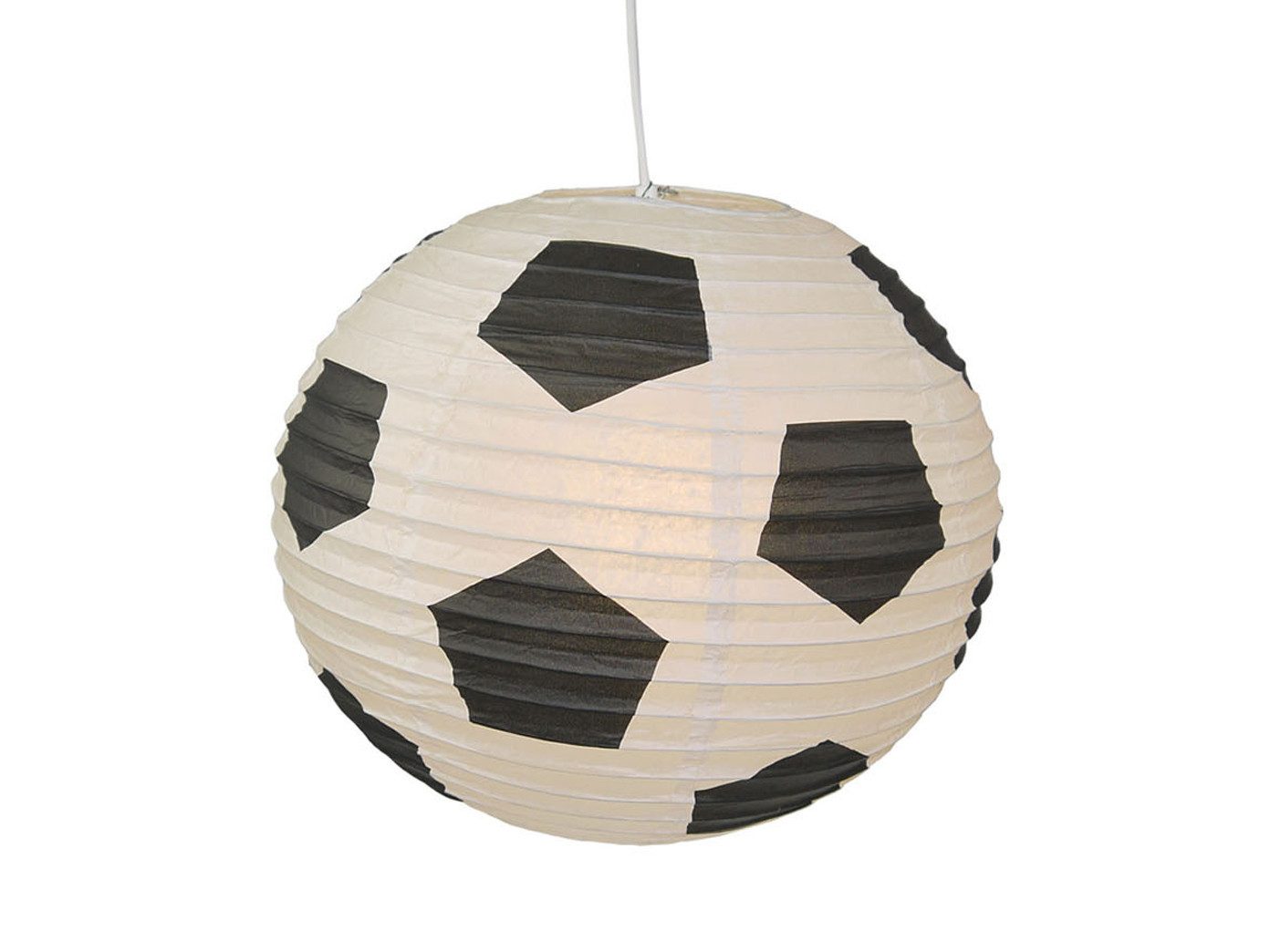 niermann Pendelleuchte Lampenschirm Papier Fußball Ø 40cm, ohne Leuchtmittel, Papier-Lampe mit Kugel Lampenschirm Fußball für Kinderzimmer