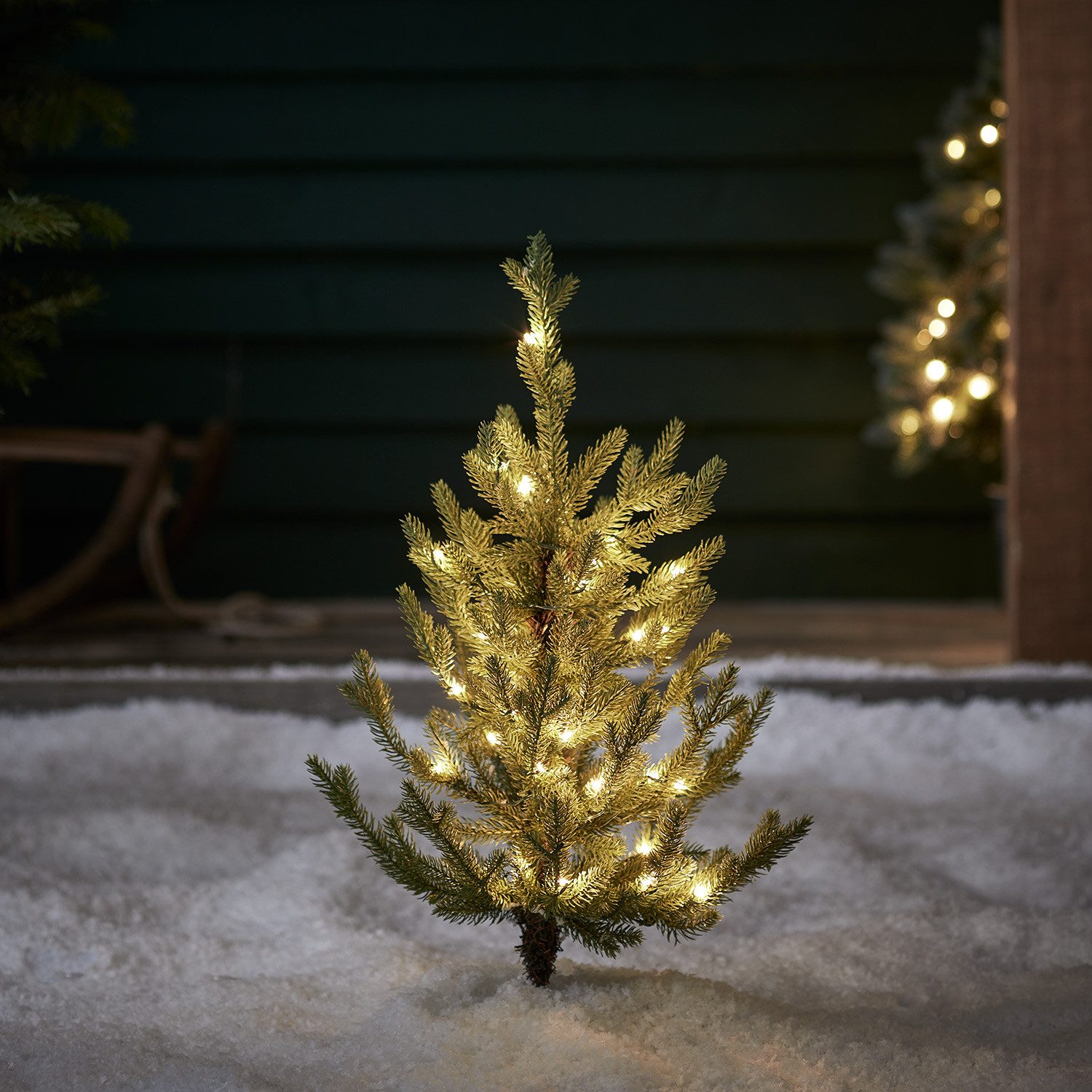 Lights4fun LED Gartenleuchte 60cm LED Stableuchte Nordmanntanne