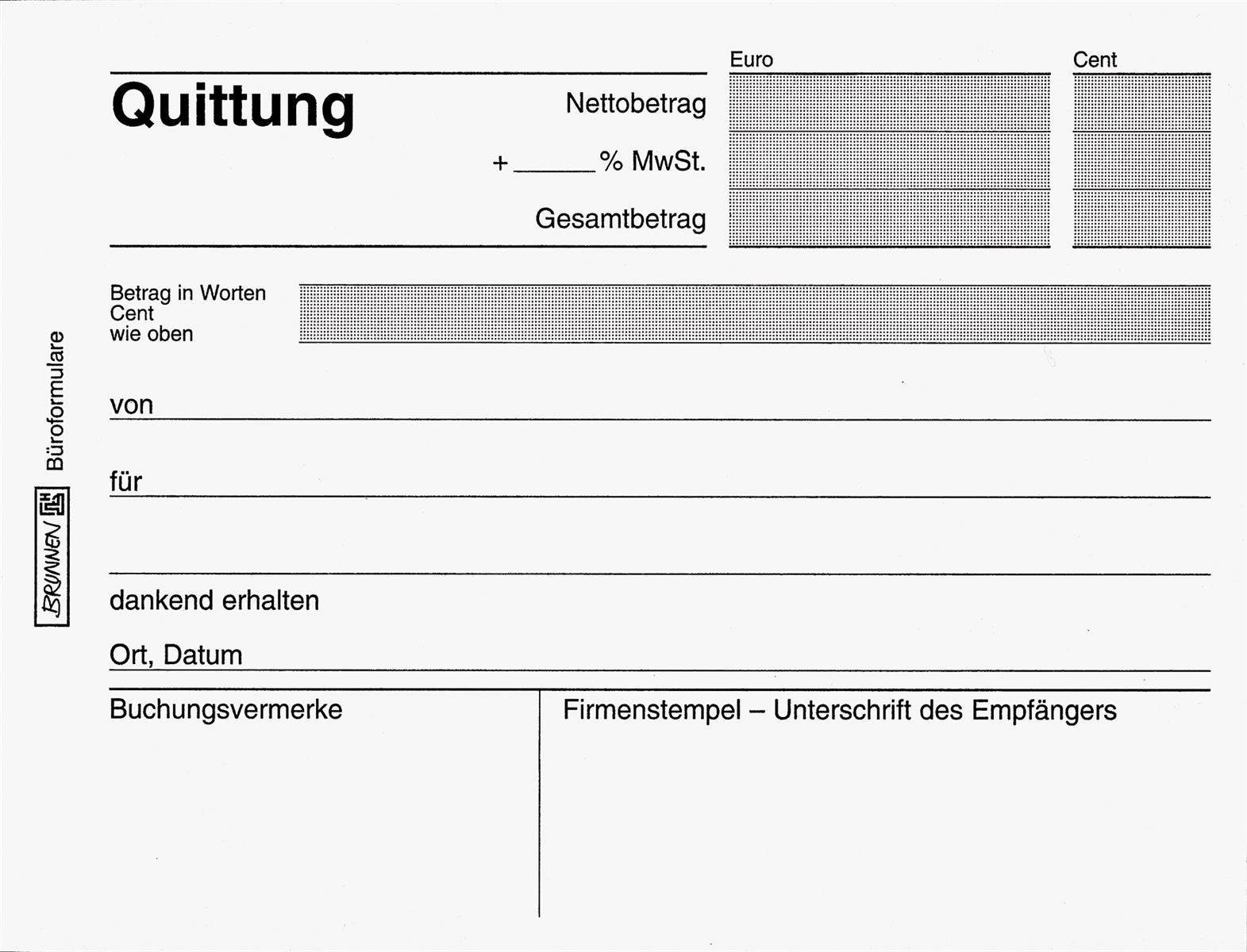 Collegeblock BRUNNEN 102634502 Quittungen, A6 quer, 80 Blatt