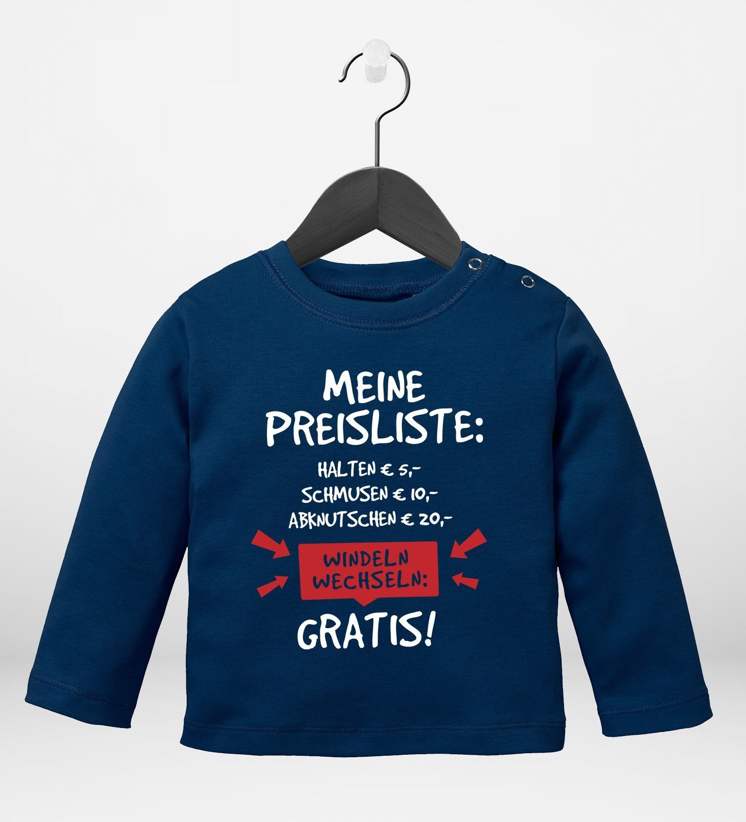 MoonWorks Rundhalsshirt Baby Langarmshirt mit Spruch lustig meine Preisliste Bio-Baumwolle
