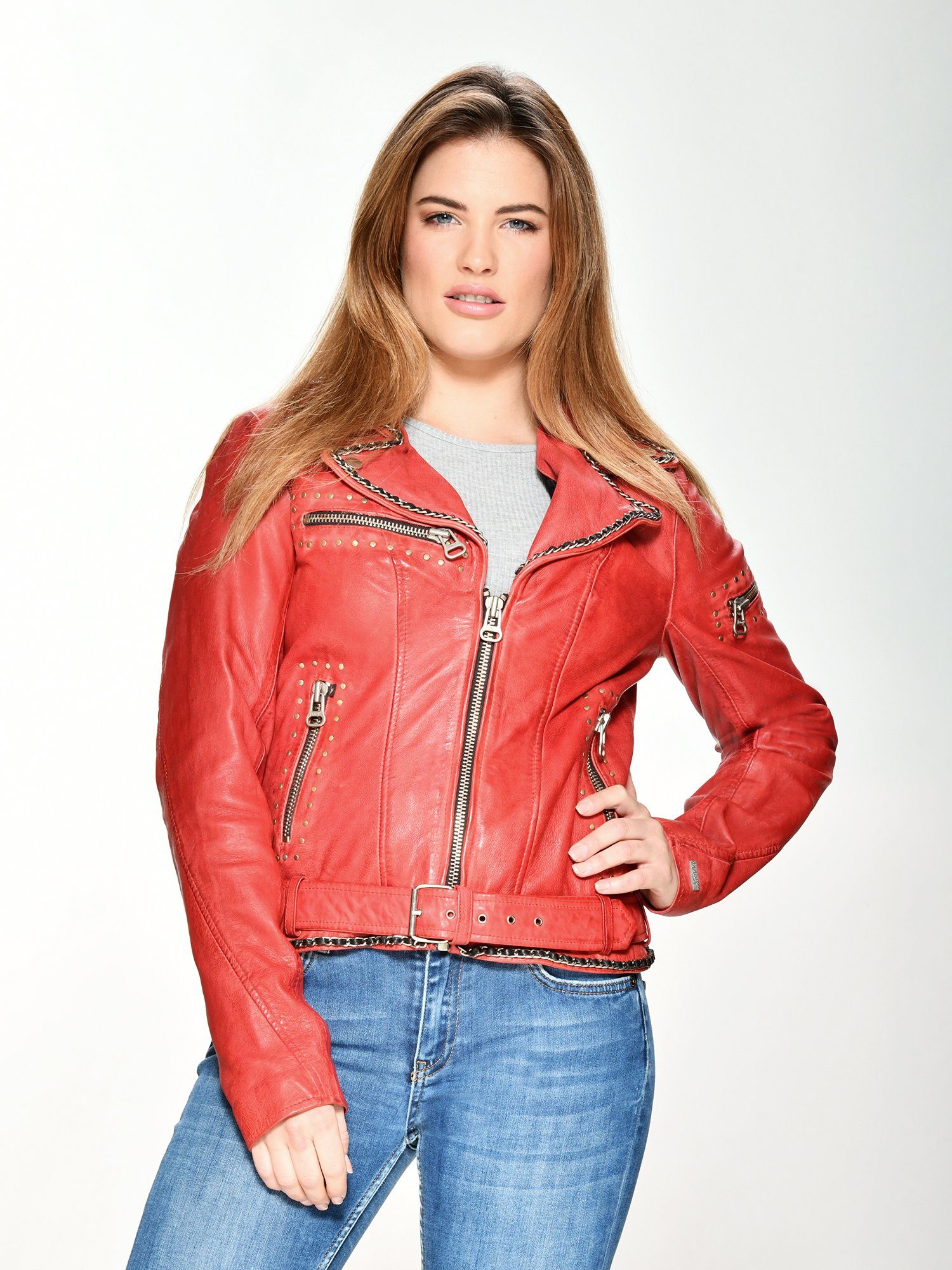 Lederjacke red Maze Manaia