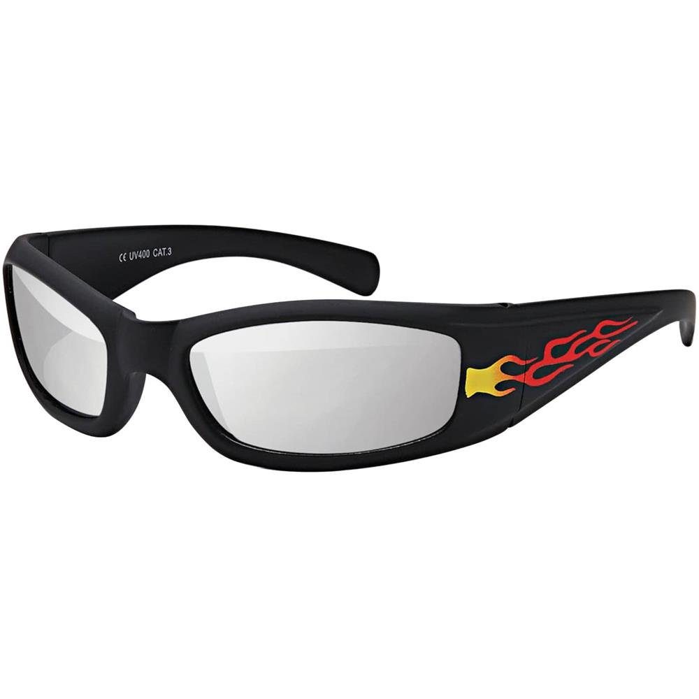 BEZLIT Eyewear Fahrradbrille Jungen Kinder Designer Sonnenbrille, (1-St), mit schwarzen Linsen Silber Schwarz