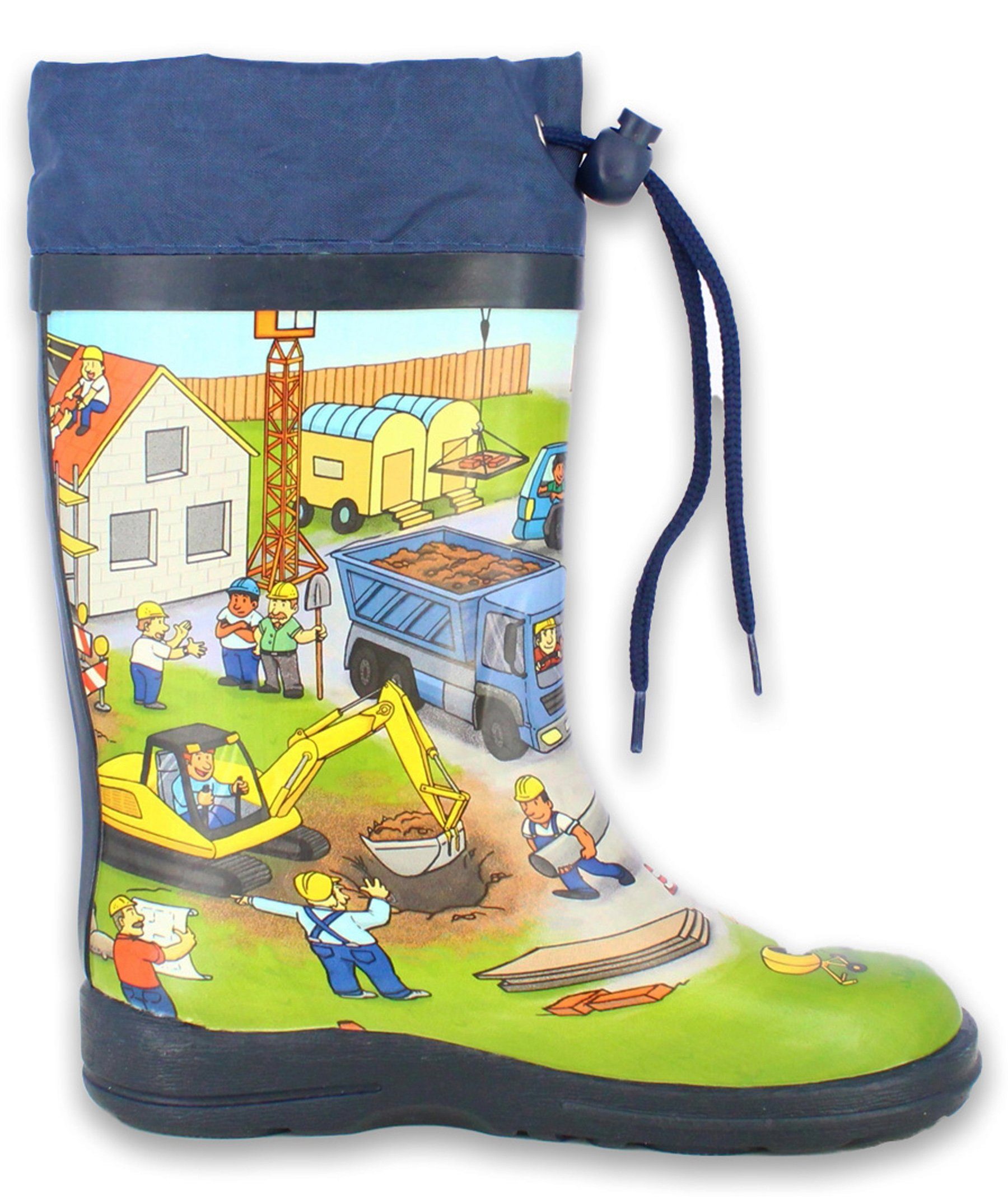 Beck Gummistiefel Bauarbeiter Gummistiefel (wasserdichter, schmaler Stiefel, für trockene Füße bei Regenwetter) herausnehmbare Innensohle, weicher flexibler Naturkautschuk