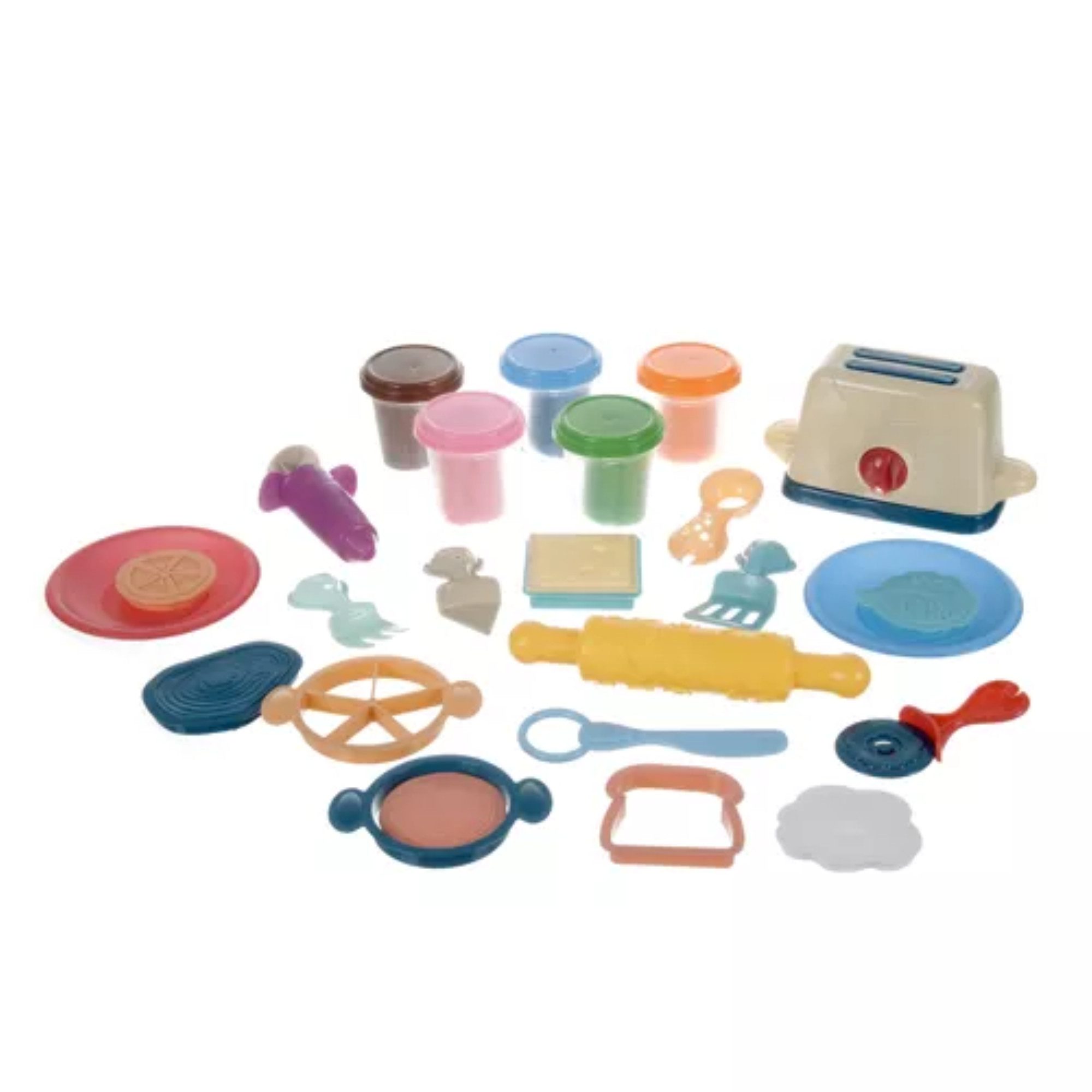 KRUZZEL Knete Knetset Kinder Toaster Spielset mit Knetmasse und Zubehör (Toaster Knete-Set mit viel Zubehör, Toaster, Kunststoffpasten, vielfältiges Zubehör), Interaktiver Toaster, vielfältiges Zubehör bunte Kunststoffpasten