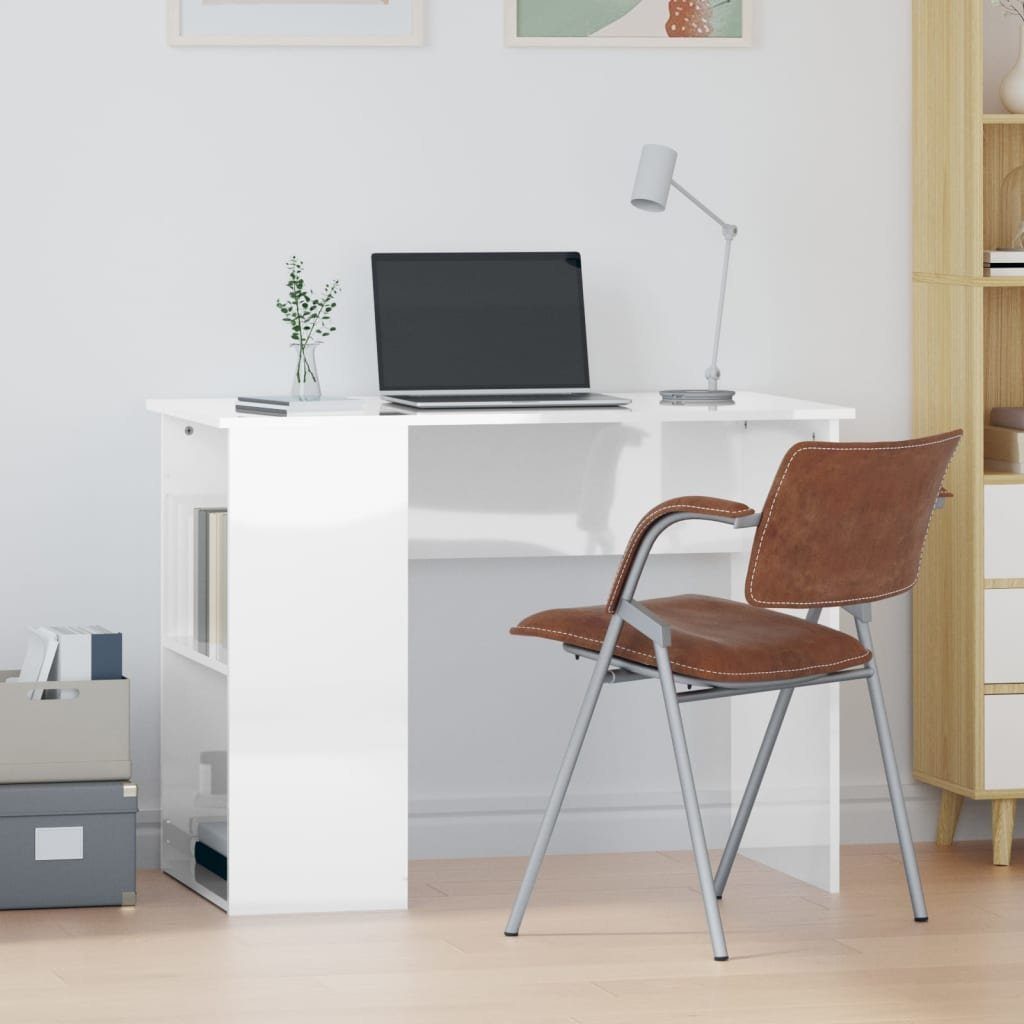 furnicato Schreibtisch Hochglanz-Weiß 100x55x75 cm Holzwerkstoff