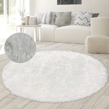 Teppich Shaggy Teppich Langflor Wohnzimmer Schlafzimmer Glitzer Weiß, Teppich-Traum, rechteckig, Höhe: 70 mm
