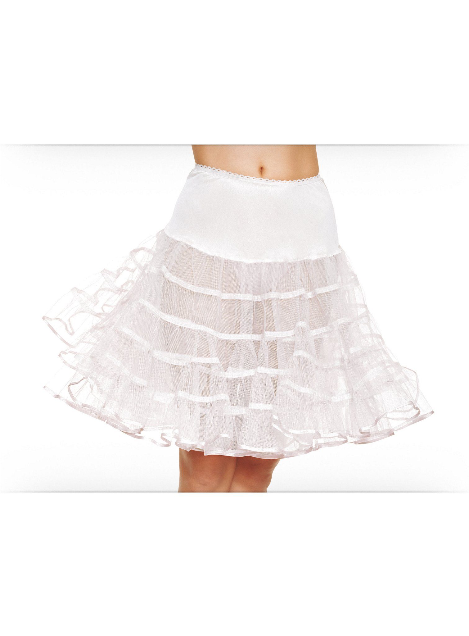 Leg Avenue Kostüm Petticoat mittellang weiß - Fasching Kostüm Rock, Typisches Accessoire für Kostüme im Look der 50er/60er Jahre