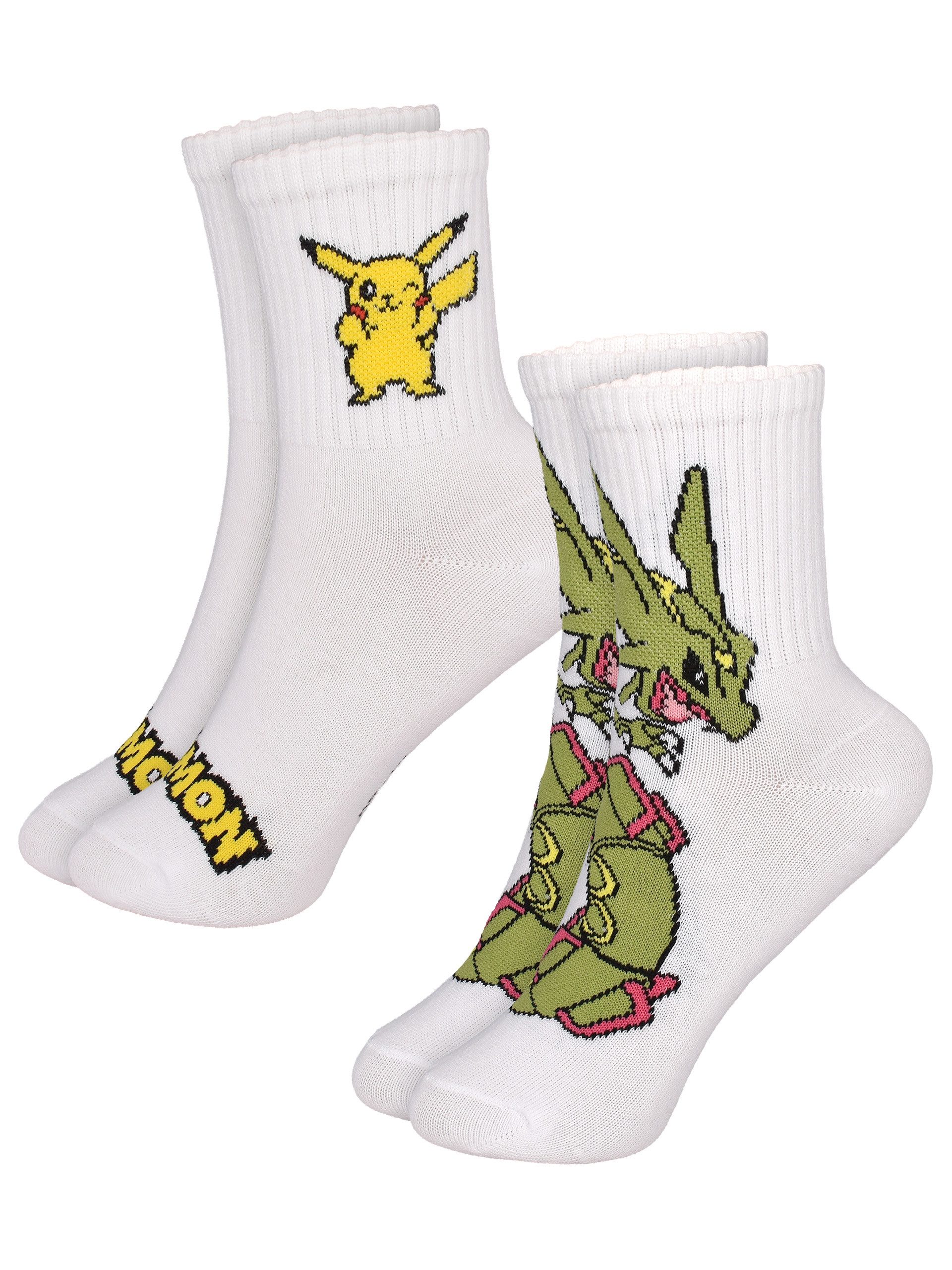 United Labels® Socken Pokemon Socken Pikachu & Rayquaza Tennissocken Söckchen (2er Pack) Originallizenz