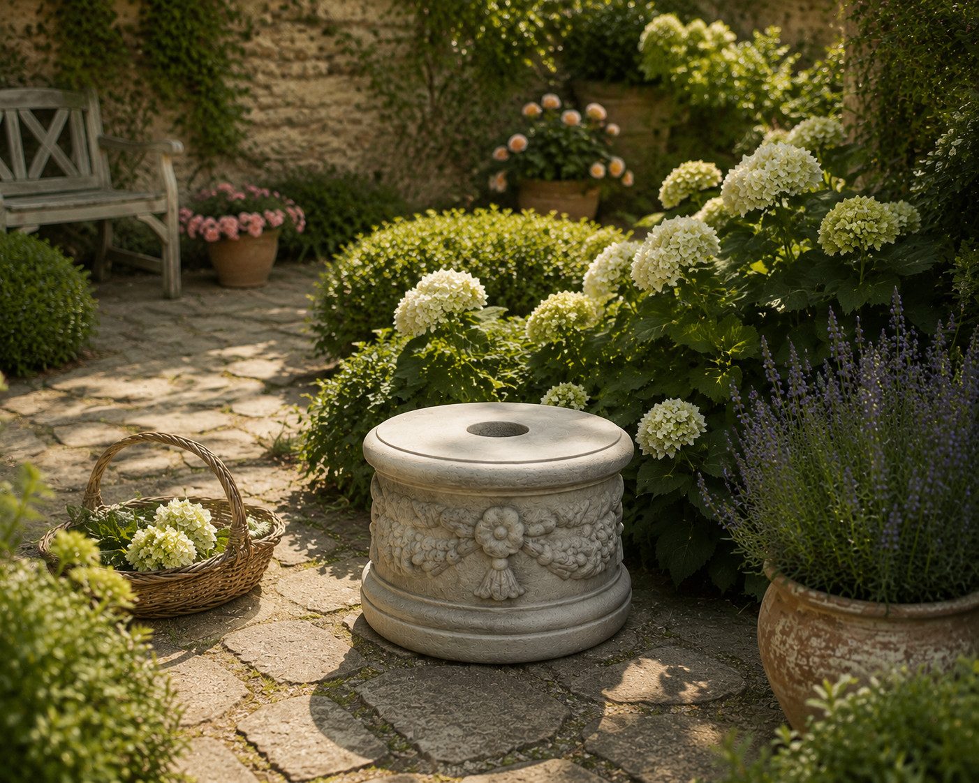 Xlmoebel Gartensockel Gartensockel aus Stein Dekorativer Figurständer Reliefmuster Sofort, 45x45x27 cm, Gartensockel, 1-St., Gartensockel, Hergestellt in Europa
