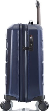 Heys Hartschalen-Trolley Eco Case, 53 cm, Navy Blau, 4 Rollen, Handgepäck-Koffer Reisegepäck zum Teil aus recyceltem Material