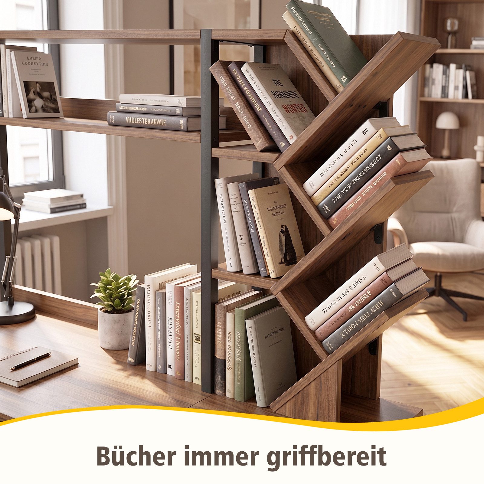 Patbrela Eckschreibtisch L-form mit Bücherregal 130 cm Computertisch, viel Stauraum, für Homeoffice und Arbeitszimmer – Bild 4 von 5
