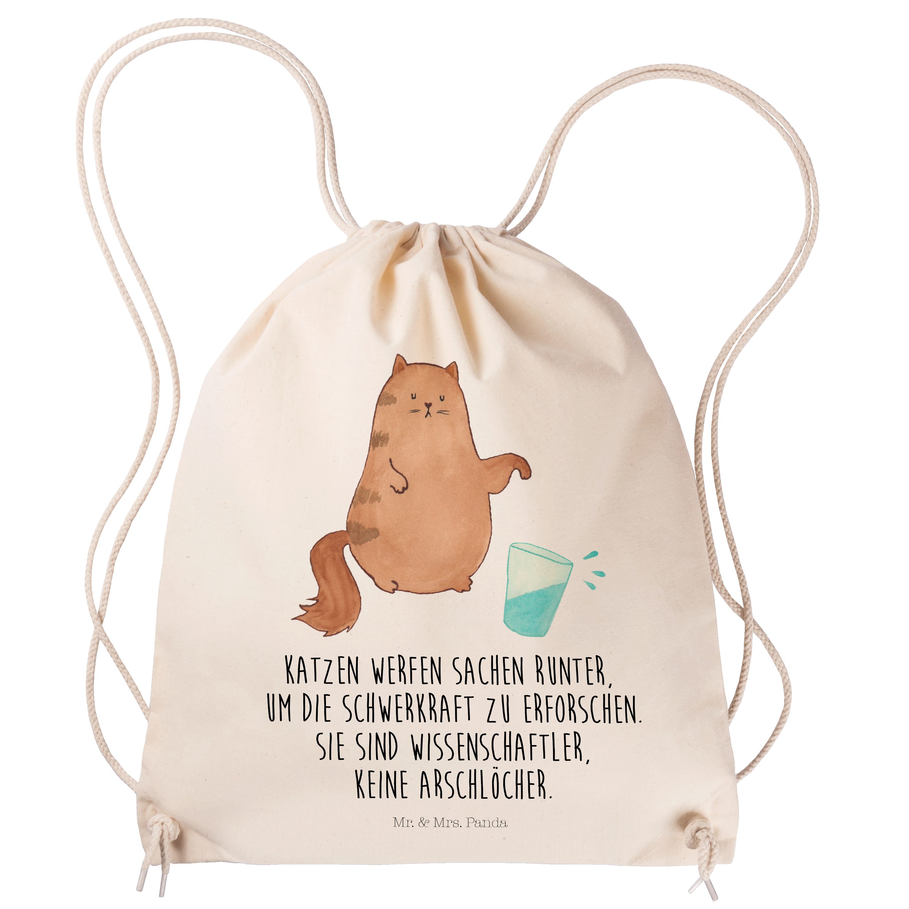 Mr. & Mrs. Panda Sporttasche Katze Wasserglas - Transparent - Geschenk, Katzenfan, Haustier, Spor (1-tlg) | Canvas-Taschen