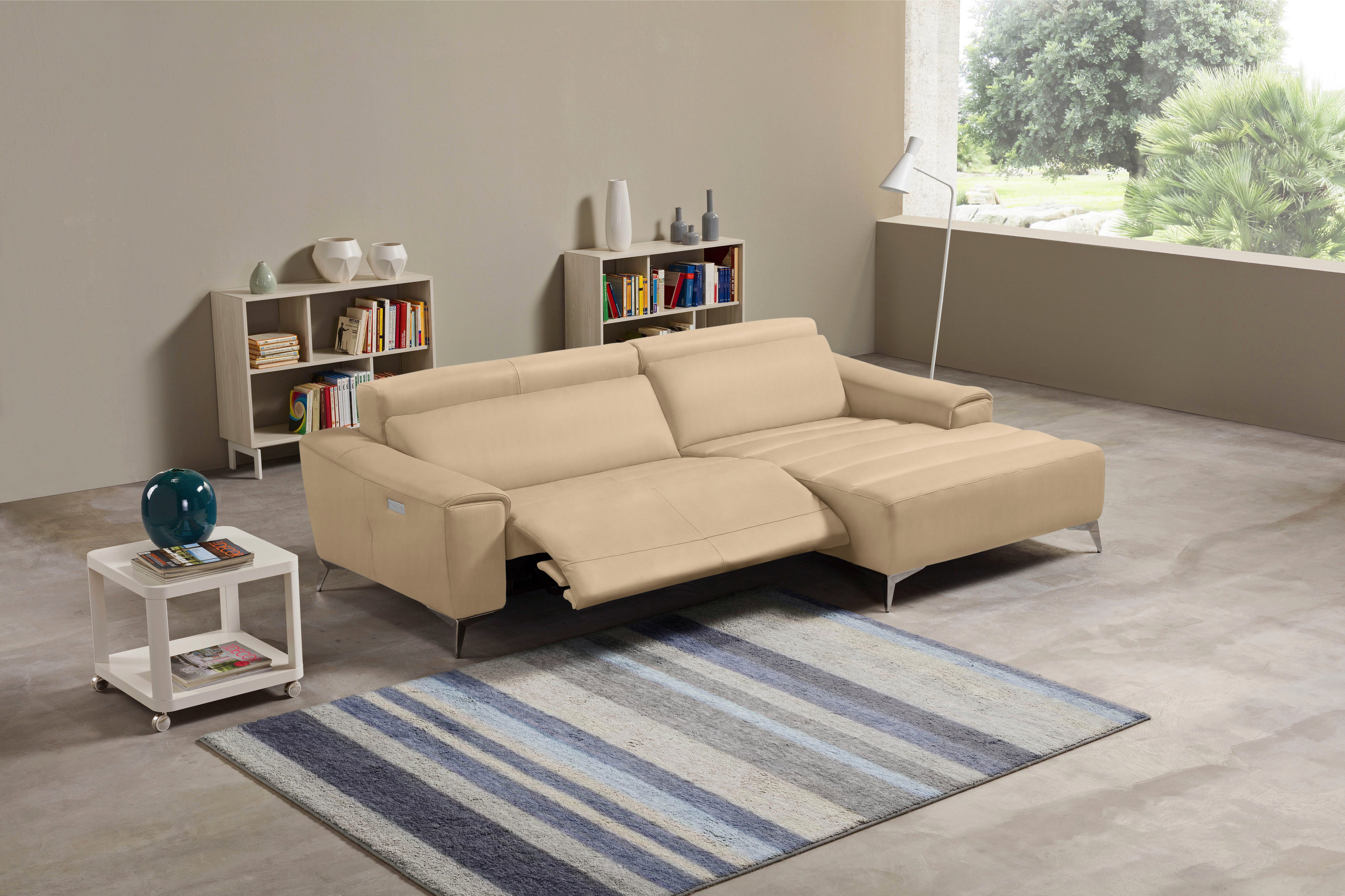Egoitaliano Ecksofa Suzette, Designsofa mit hohem Sitzkomfort, mit Recamiere, inkl. 1 elektronischen Relaxfunktion, L-Form