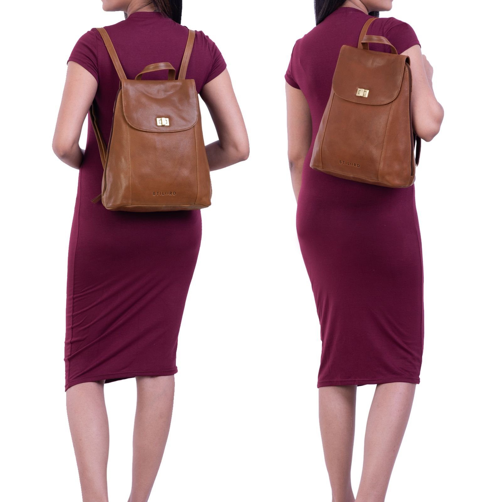 STILORD Cityrucksack "Victoria II" Lederrucksack Damen Vintage