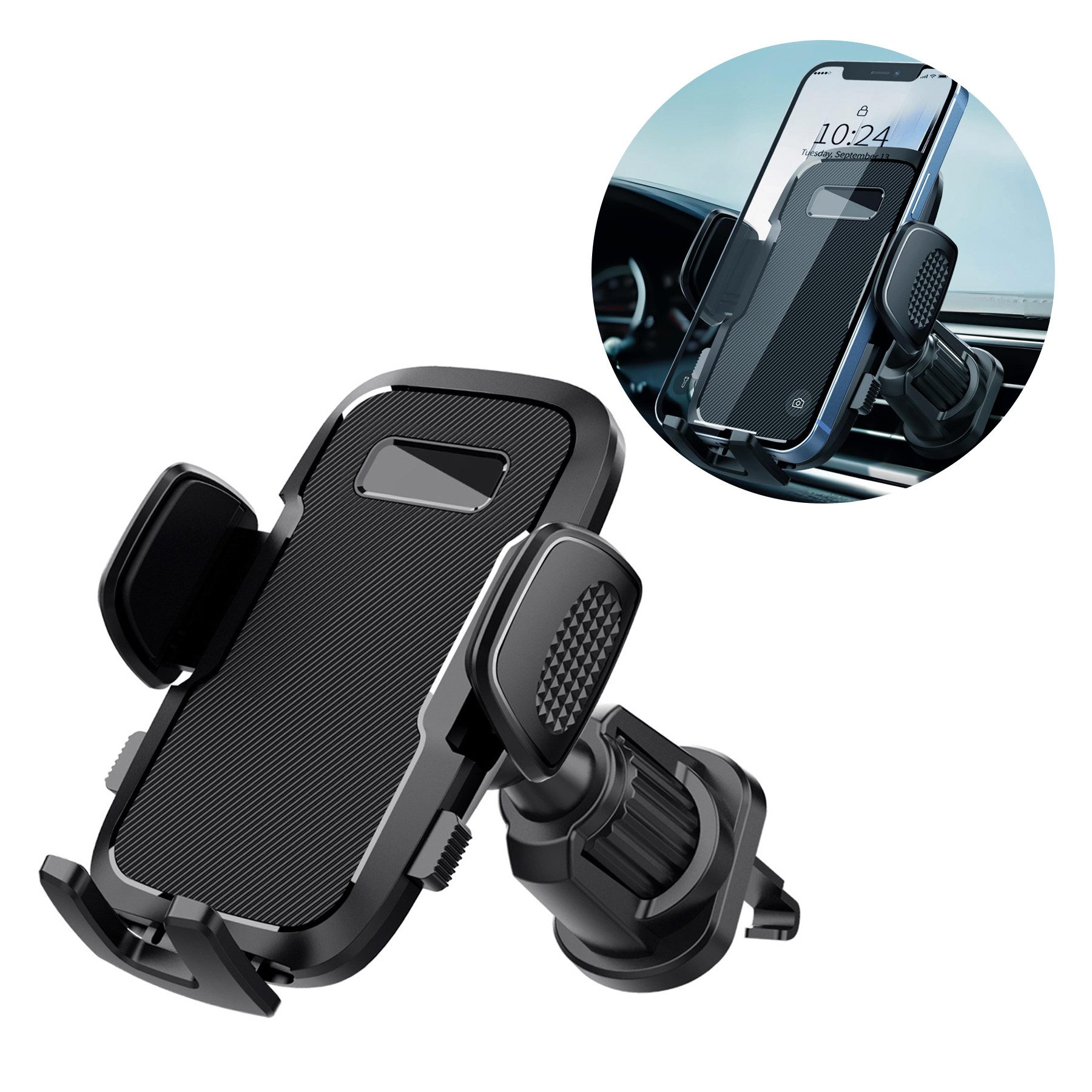 Mutig Headset-Halterung Handyhalterung Auto,Handy Autohalterung,Universal Handyhalterung, (bis 7 Zoll, 360° Drehbar Handyhalter für Autos mit EIN-Knopf-Release, Amaturenbrett & Glasscheibe KFZ Autohalterung, für iPhone 16/15/14/13/12 Pro Max Plus, Samsung 4-7 Zoll Smartphone)