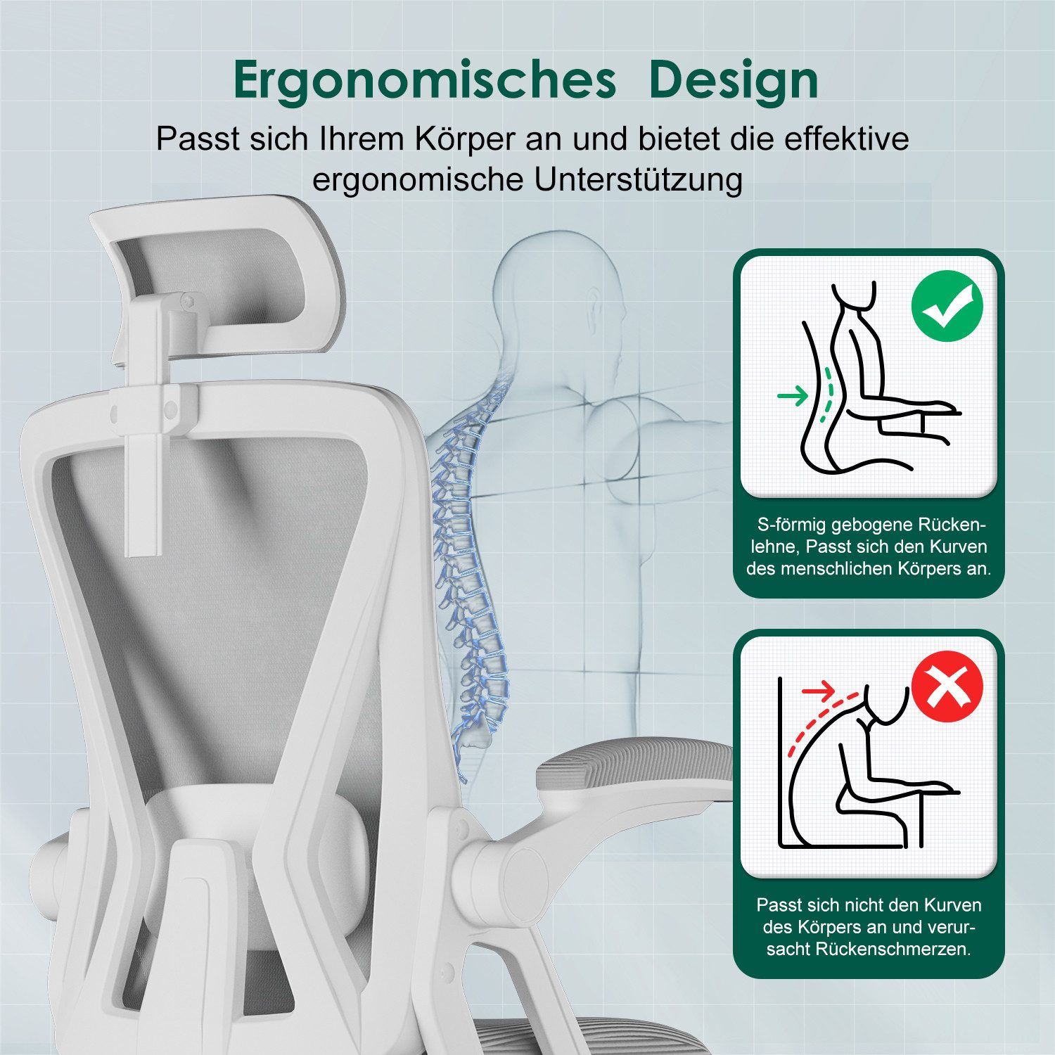 Homimaster Bürostuhl Bürostuhl Ergonomisch, Schreibtischstuhl mit günstig online kaufen