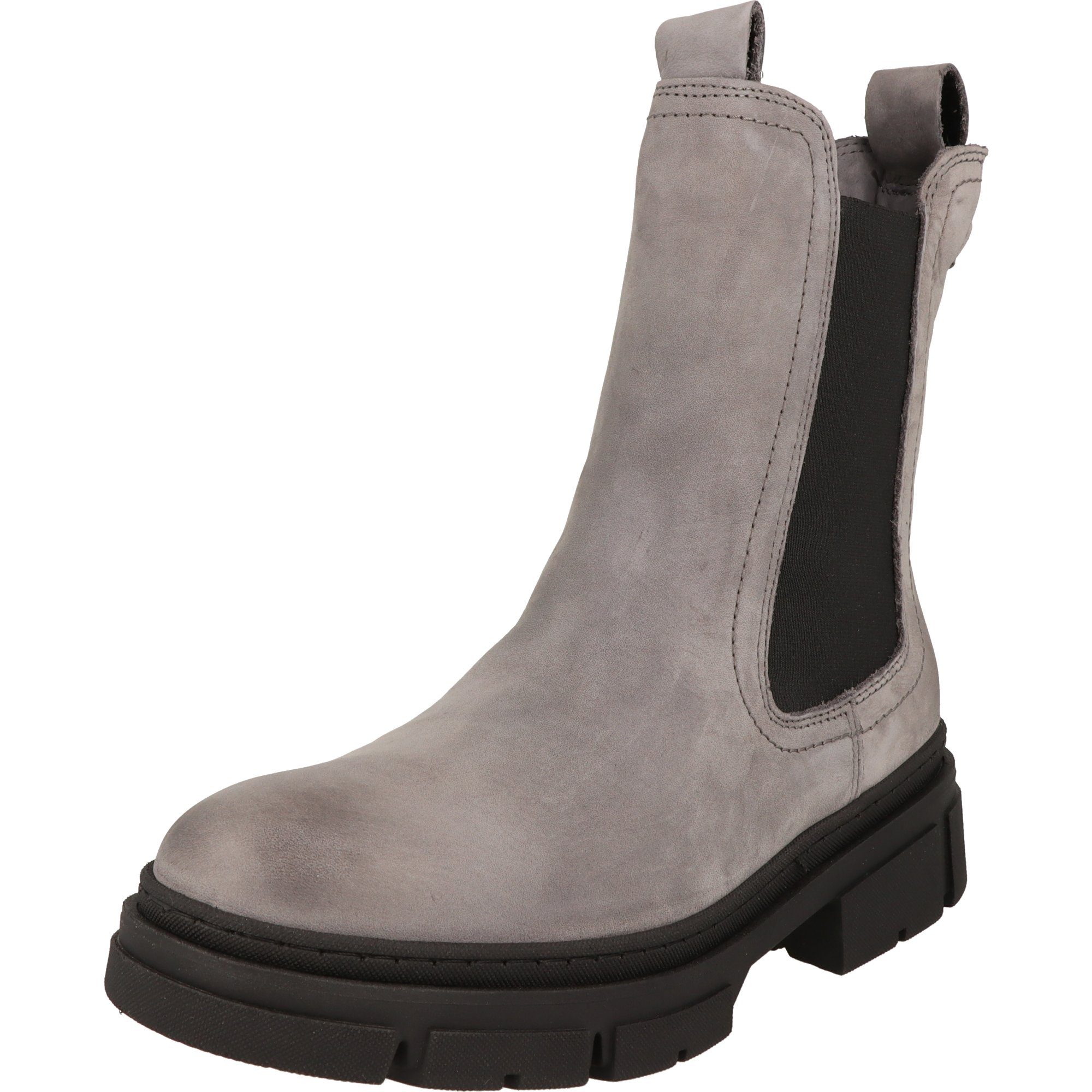 Tamaris Damen Schuhe 1-25901-41 Mode Leder Stiefel Chelseaboots gepolstert Grey Nubuc