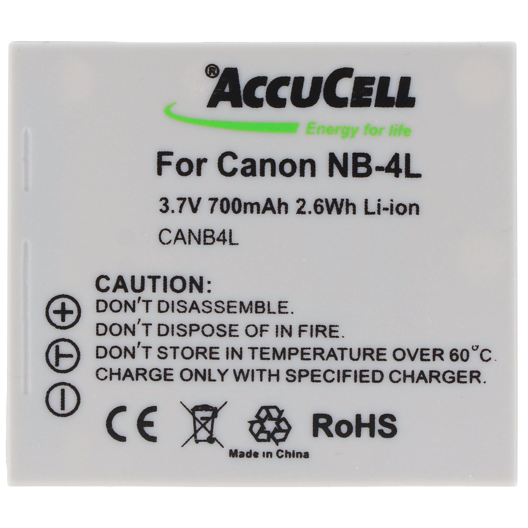 Akku AccuCell Canon für AccuCell Akku passend Akku V) mAh (3,7 NB-4L 750