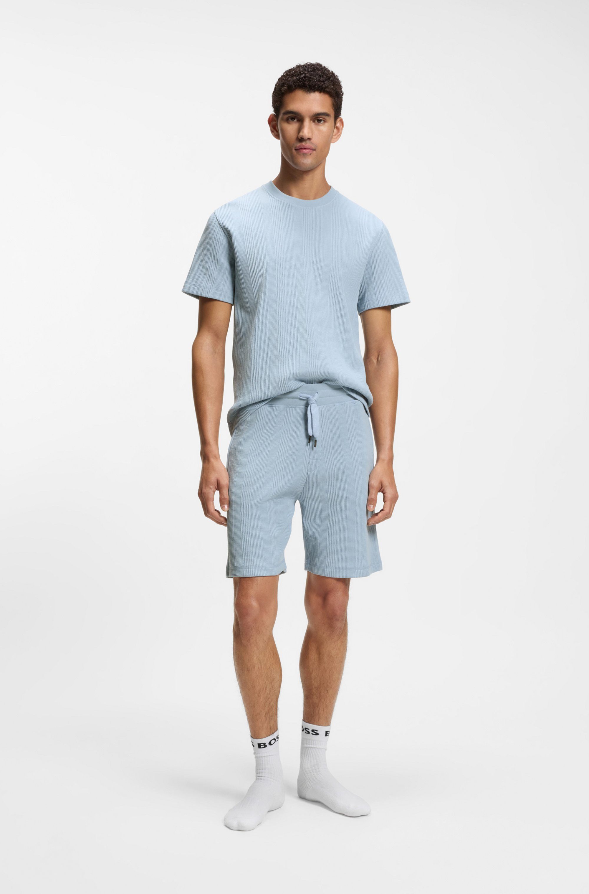 BOSS Sweatshorts Sweatshorts Structure Sho kurze Hose mit Strickeinsätzen
