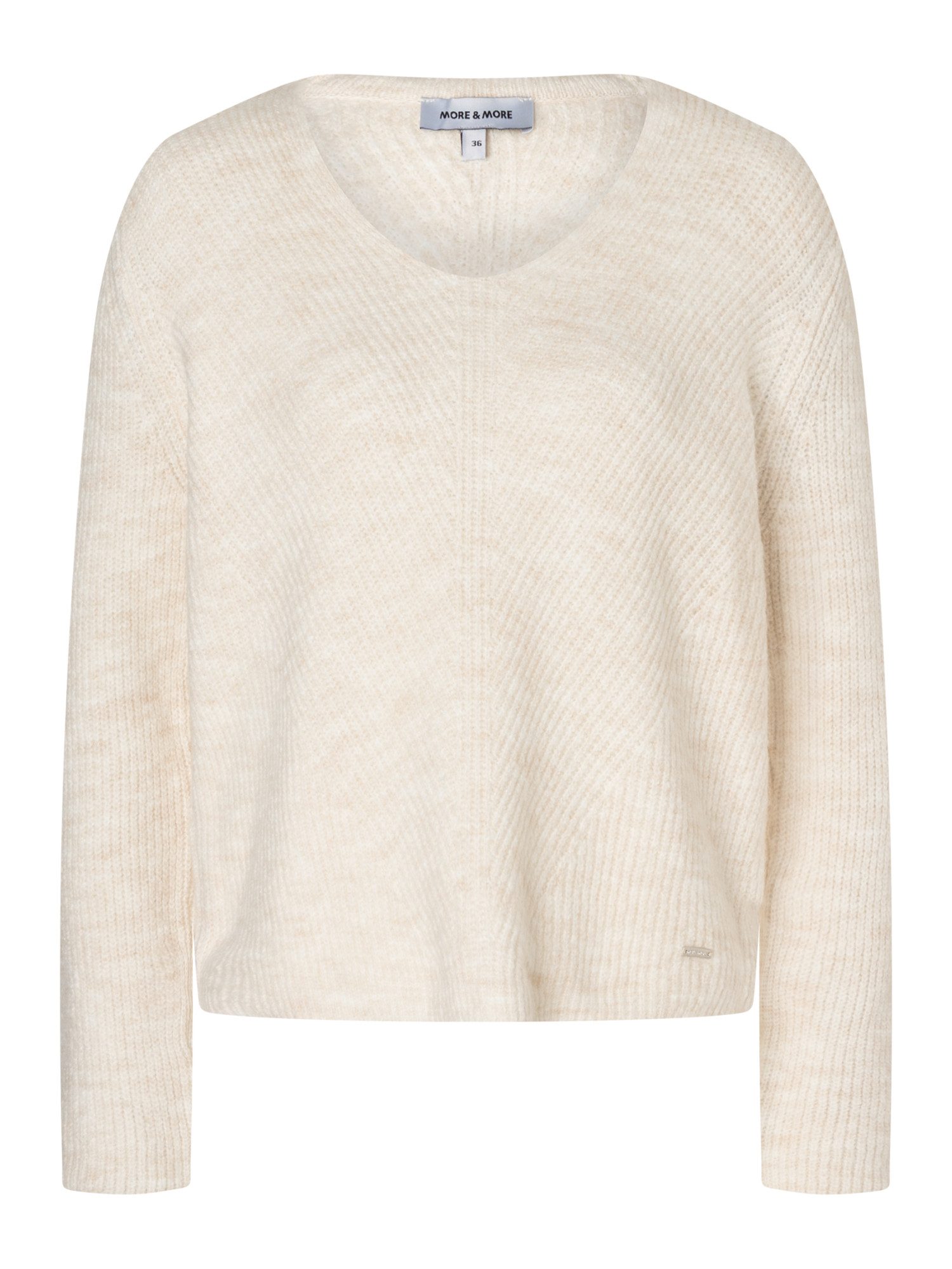 Rundhalspullover Rippstrickpullover mit V-Ausschnitt
