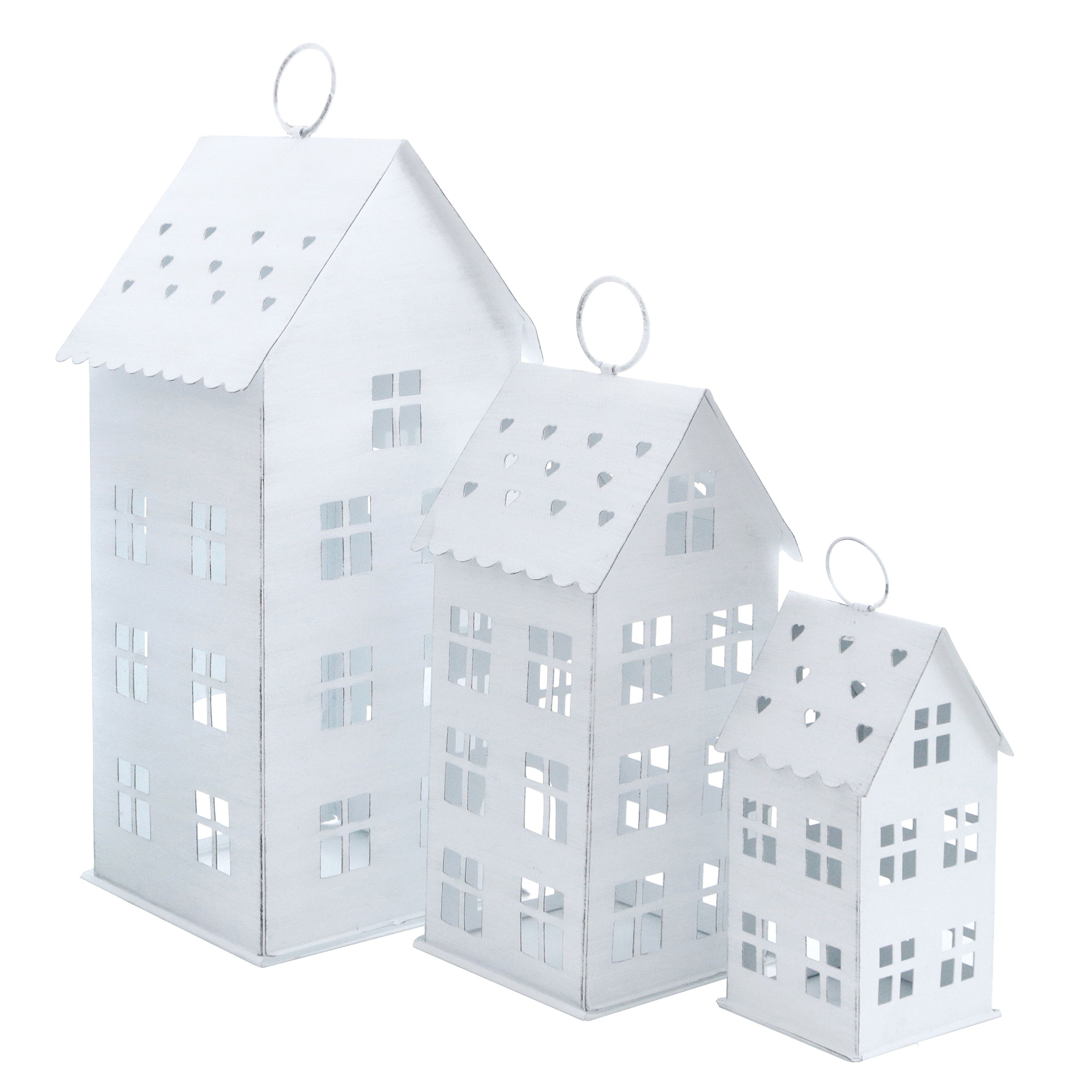 Spetebo Kerzenlaterne Laterne MALMÖ 3er Set zum Hängen - weiß (Set, 3 St., 3-teilig)