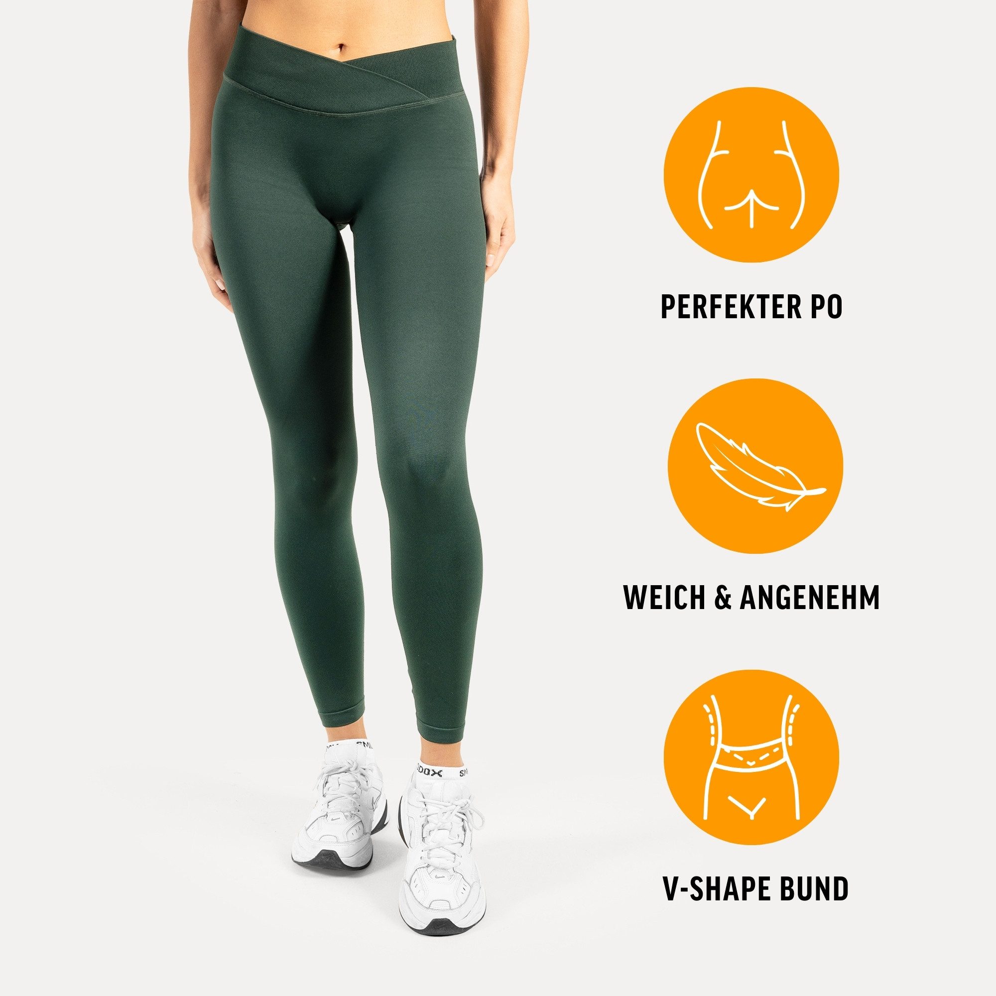 Smilodox Leggings Silvia, High Waist Sporthose Blickdicht Yogahose Booty Scrunch Leggings Damen Seamless Smilodox Label Fitness