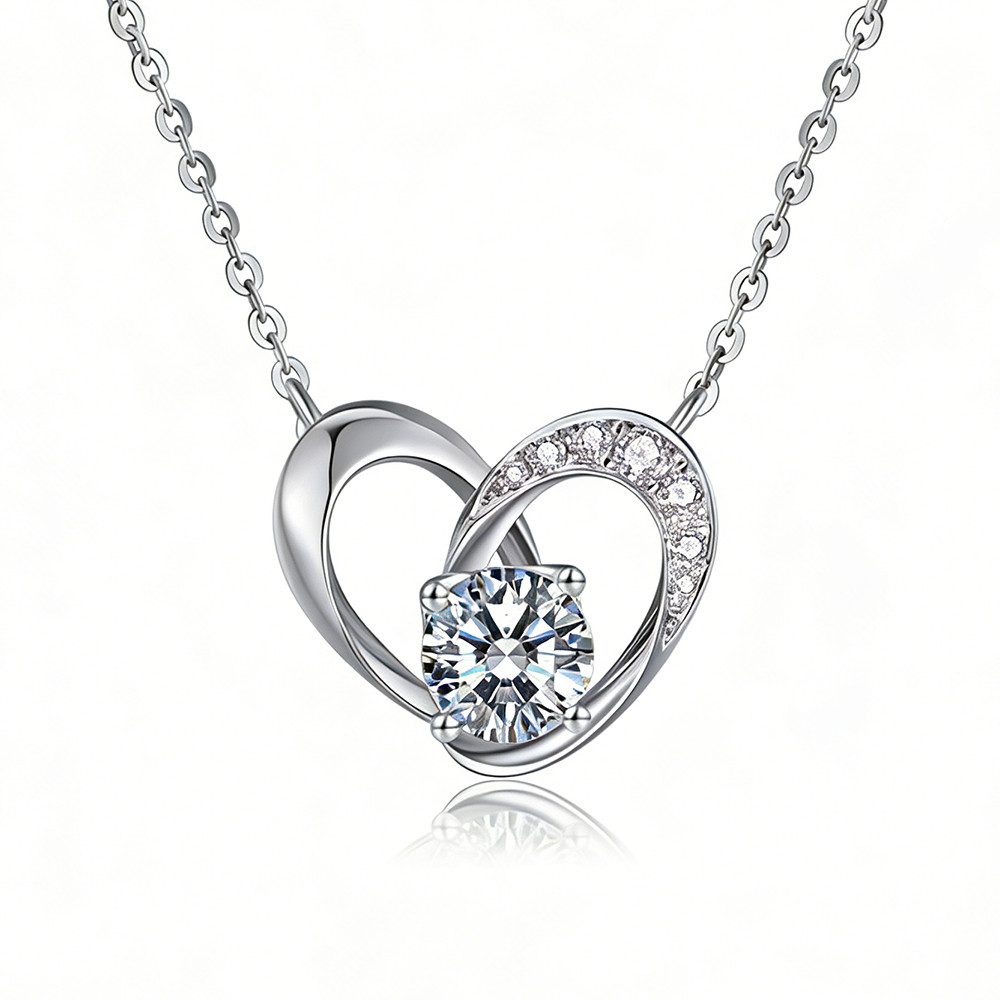 Goldkette Gold-Herzkette 0.62 ct Diamanten IGI Zertifikat