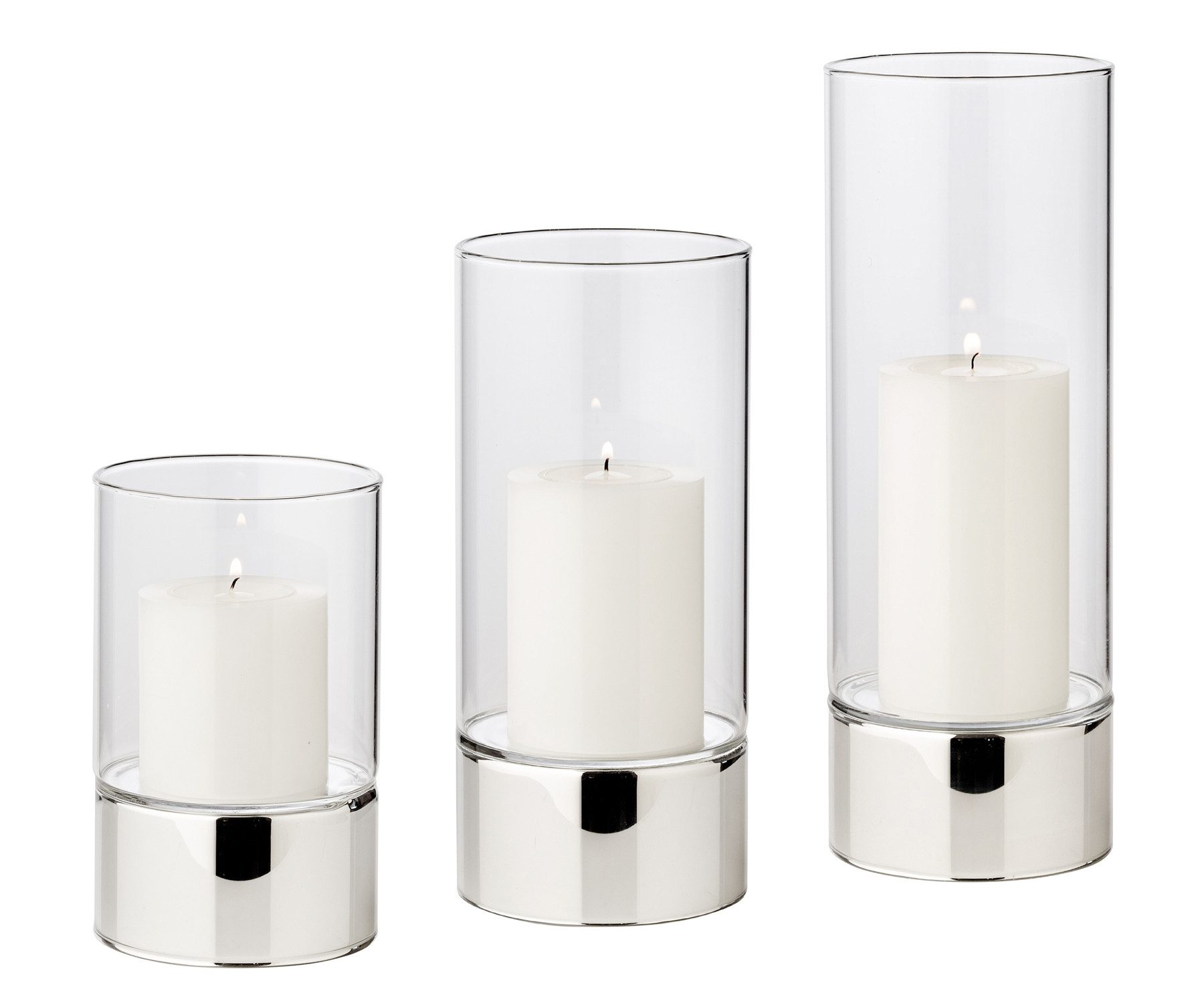 EDZARD Windlicht Granada, 2er-Set, Silber-Optik, H 15/20/25 cm günstig online kaufen