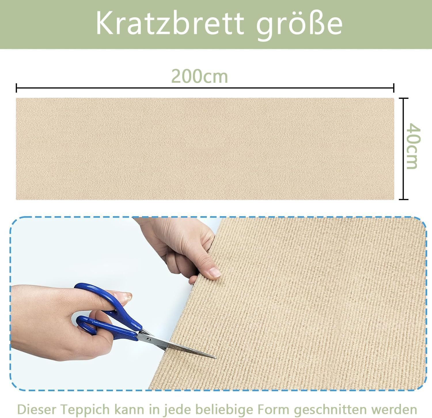 Athlix Kratzmatte Selbstklebende Kratzschutzmatte für Sofa & Wand 200 x 40 cm, Schneidbar, selbstklebend, Robustes Polyester-Material