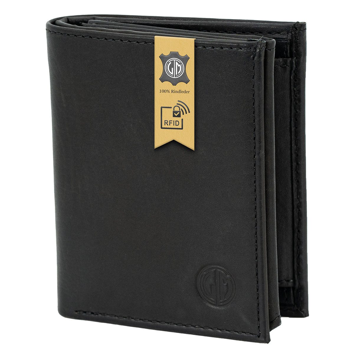 LINDENMANN Geldbörse Herren Portemonnaie Rindsleder schwarz mit RFID-Schutz
