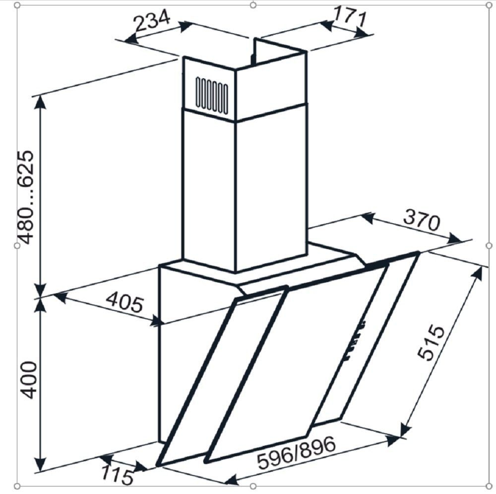 GURARI Kopffreihaube GCH S 171 BL 60 Pr GCH S 171 BL 60 Pr, Dunstabzugshaube 60 cm, Kopffreihaube, Schwarz, 1000m³/h